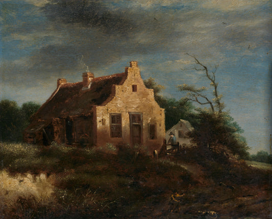 Farm in a wooded dune landscape – school van Jacob Isaacksz van Ruisdael Vintage Landscape Art Print | Wall Art Poster