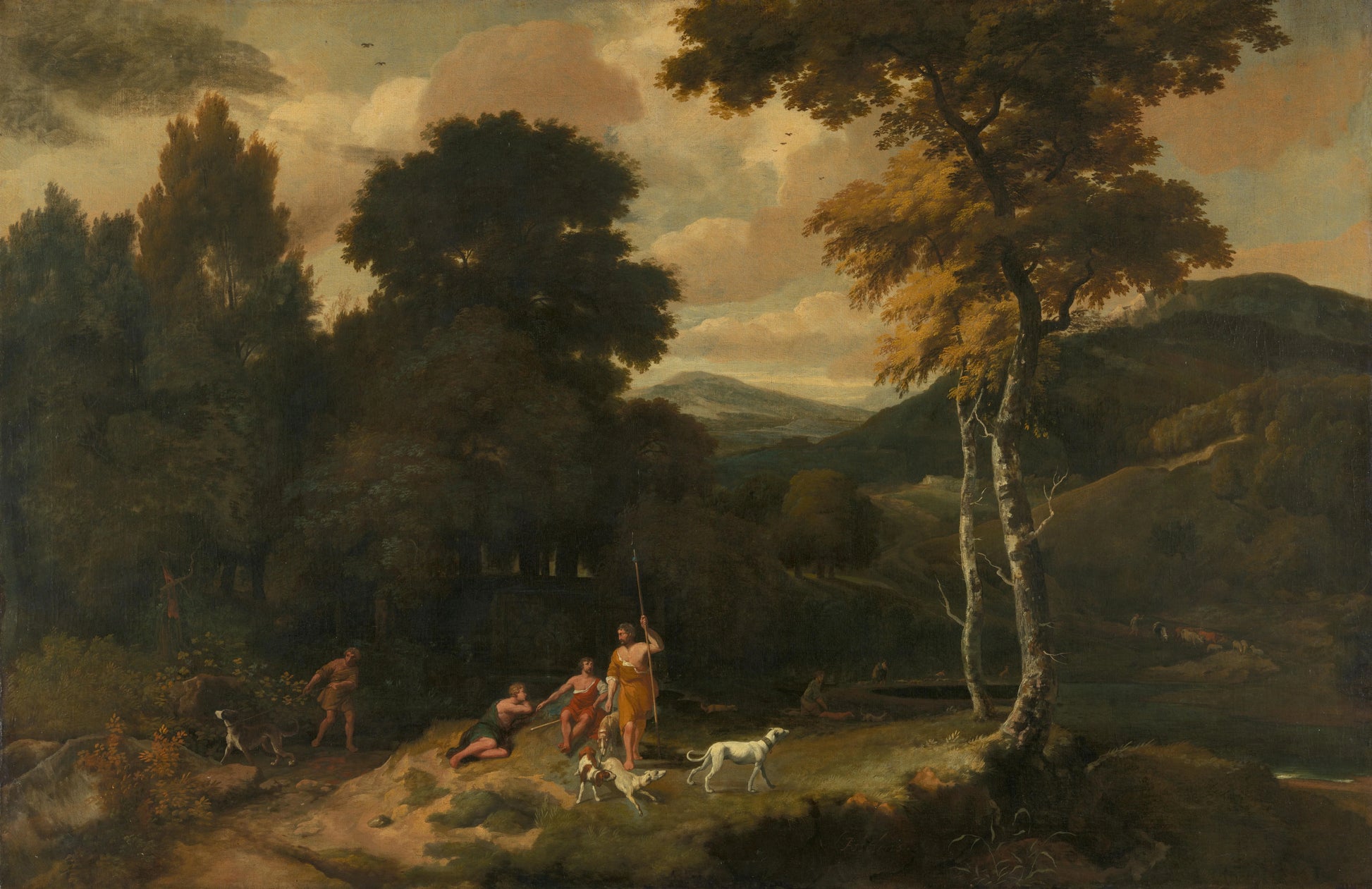 Landscape with Hunters – Jacob Esselens (mentioned on object) Vintage Landscape Art Print | Wall Art Poster