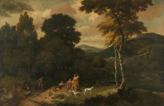 Landscape with Hunters – Jacob Esselens (mentioned on object) Vintage Landscape Art Print | Wall Art Poster