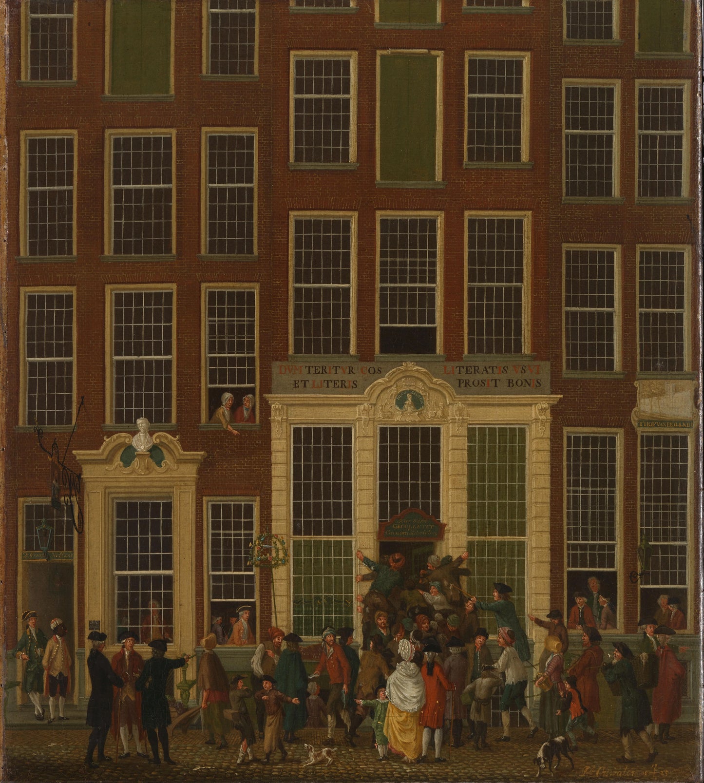 The Bookshop and Lottery Agency of Jan de Groot in the Kalverstraat in Amsterdam – Isaac Ouwater Vintage Art Print | Wall Art Poster