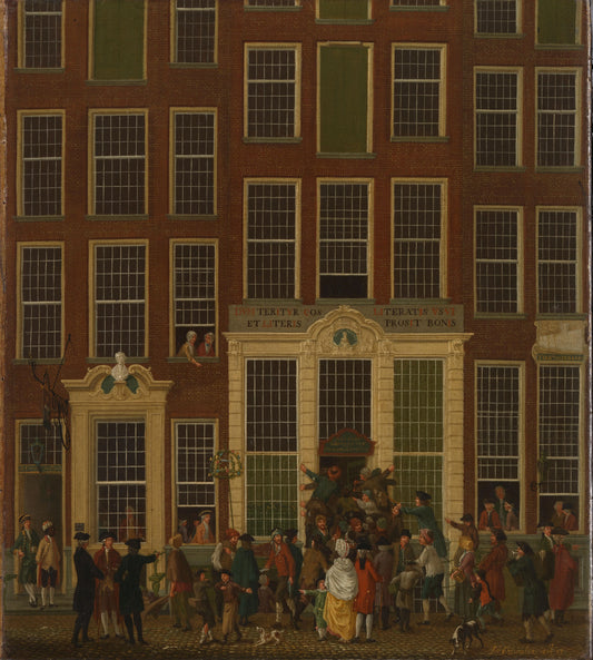 The Bookshop and Lottery Agency of Jan de Groot in the Kalverstraat in Amsterdam – Isaac Ouwater Vintage Art Print | Wall Art Poster