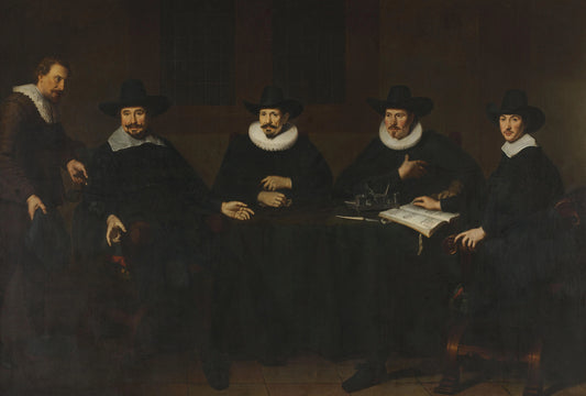 The Directors of the Serge Cloth Industry, Amsterdam – Dirck van Santvoort (eigenhandig gesigneerd) Vintage Portrait Art Print | Wall Art Poster