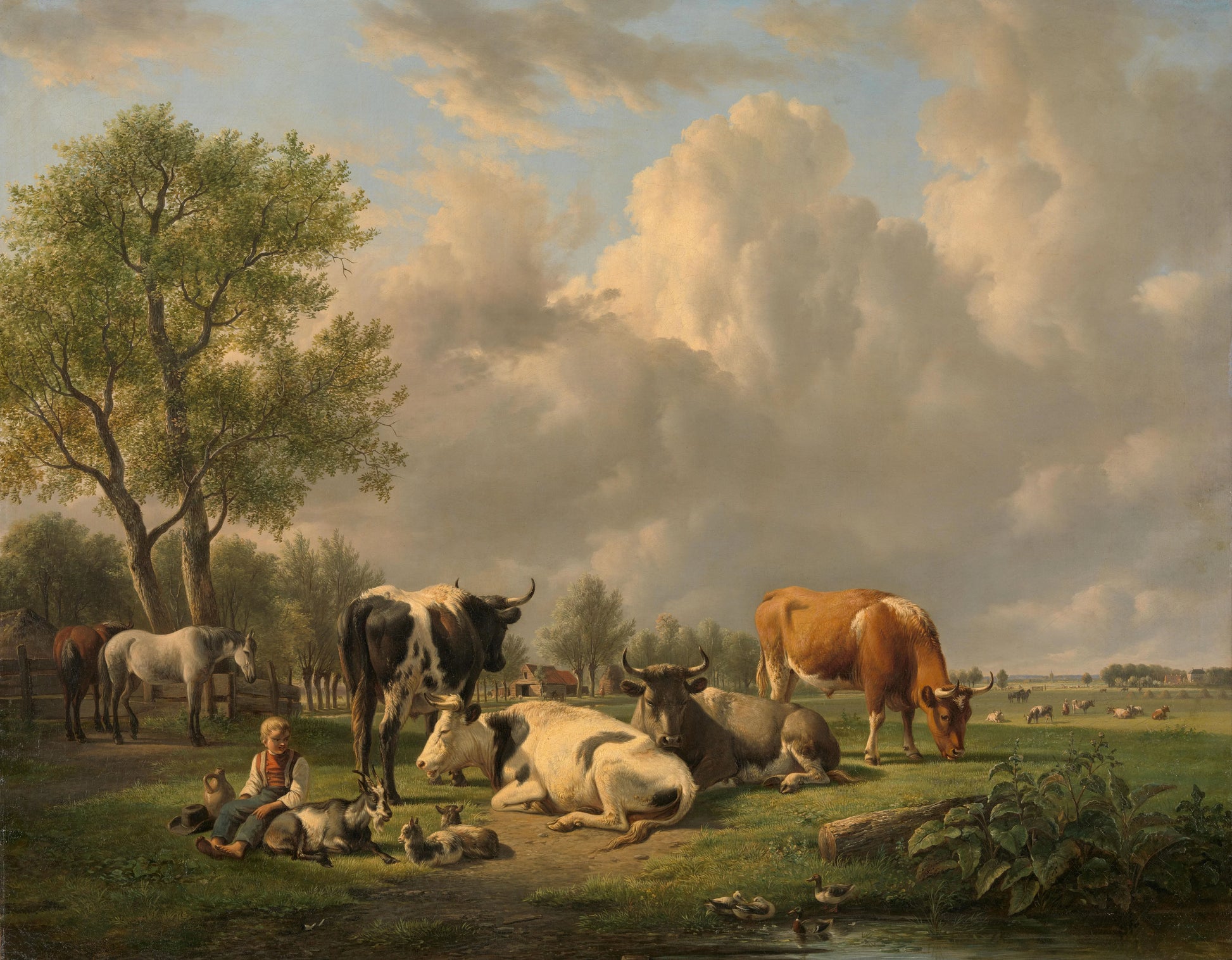 Meadow with Animals – Jan van Ravenswaay Vintage Landscape Art Print | Wall Art Poster