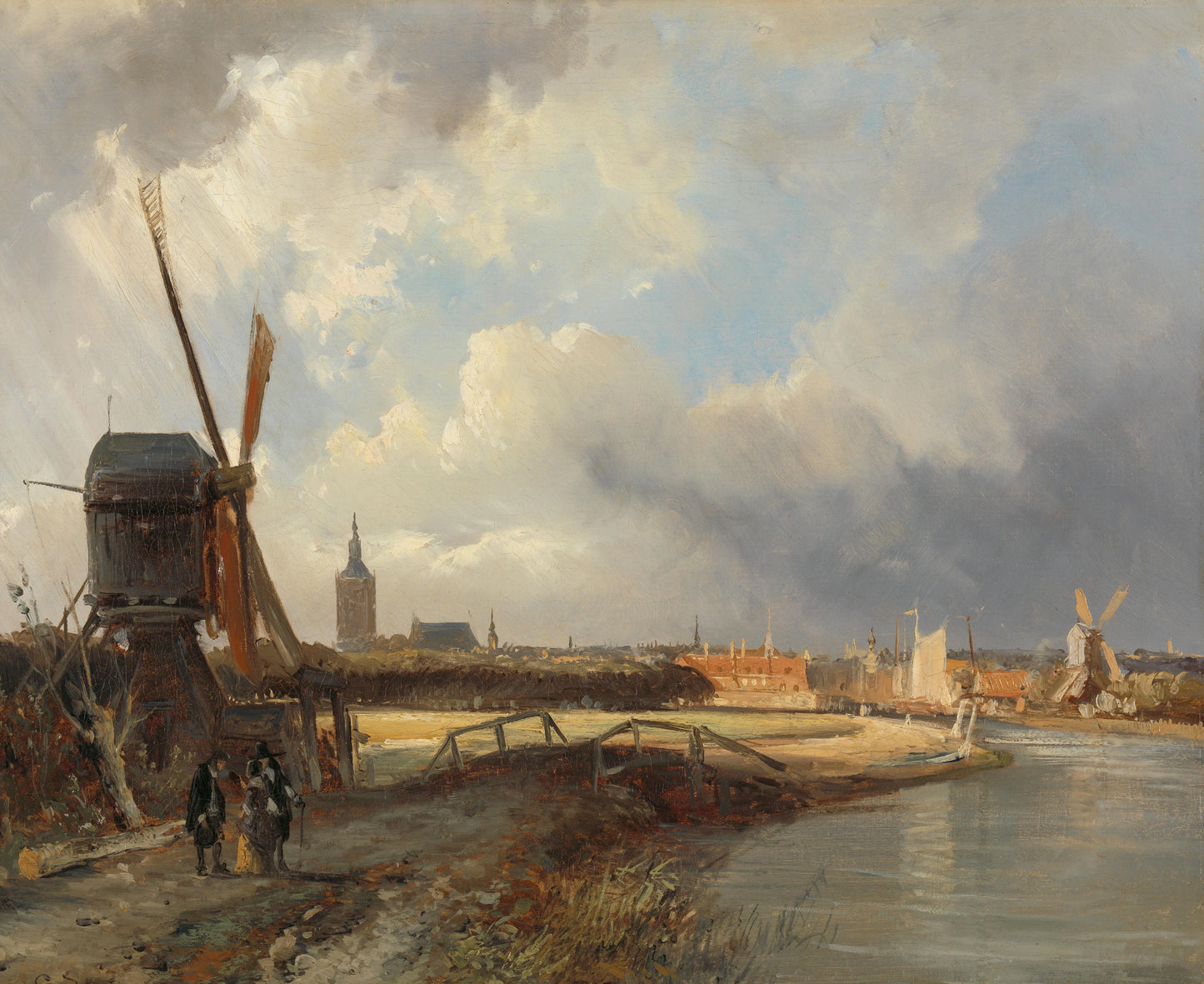 View of The Hague from the Delftse Vaart in the Seventeenth Century – Cornelis Springer Vintage Cityscape Art Print | Wall Art Poster
