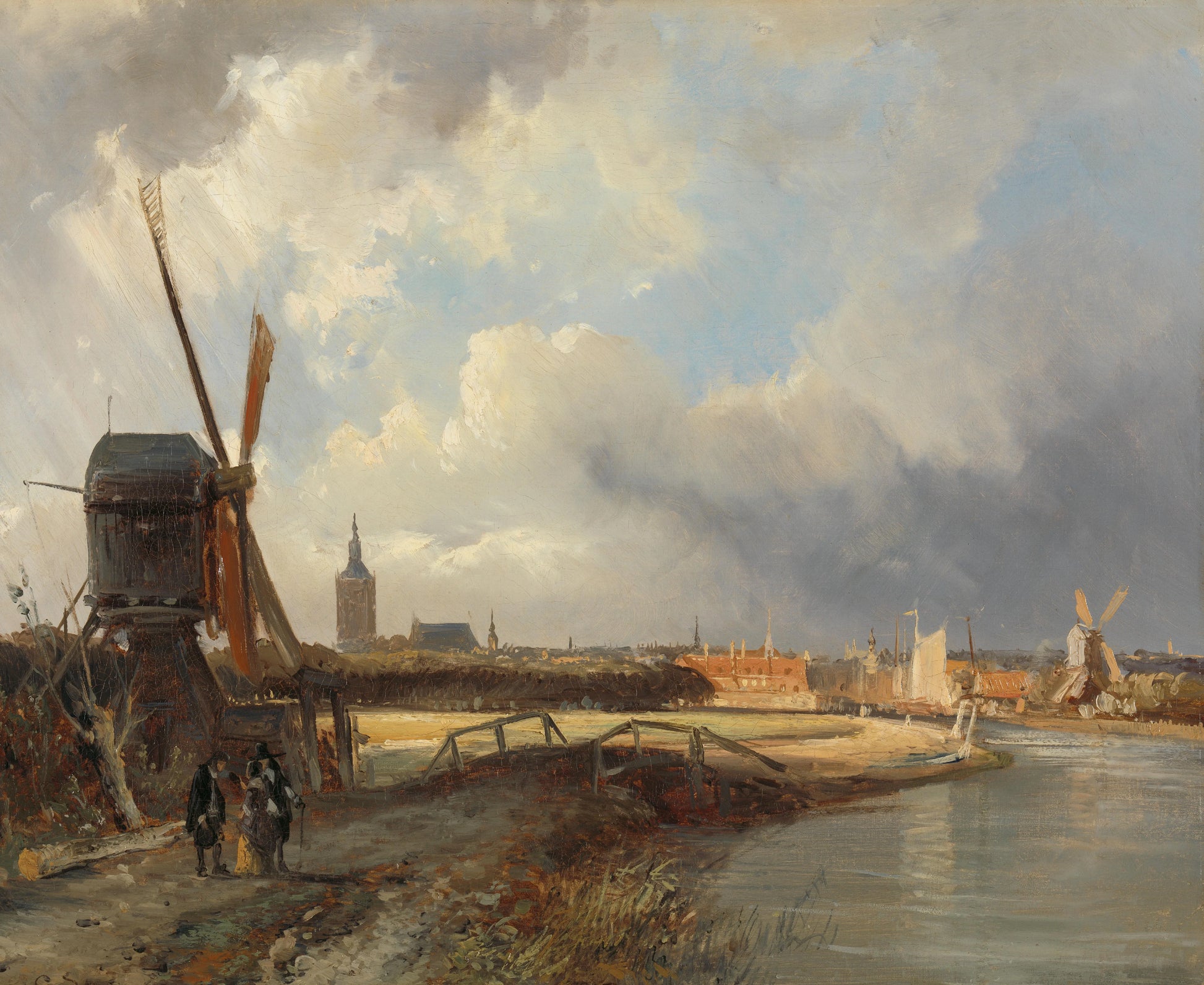View of The Hague from the Delftse Vaart in the Seventeenth Century – Cornelis Springer Vintage Cityscape Art Print | Wall Art Poster