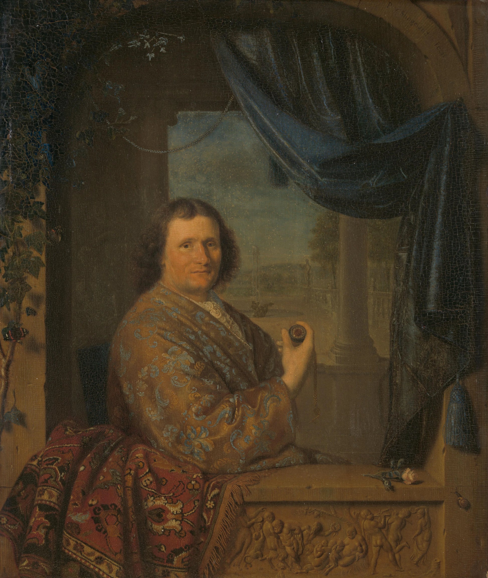 Portrait of a Man with a Watch – Pieter Cornelisz. van Slingelandt Vintage Portrait Art Print | Wall Art Poster