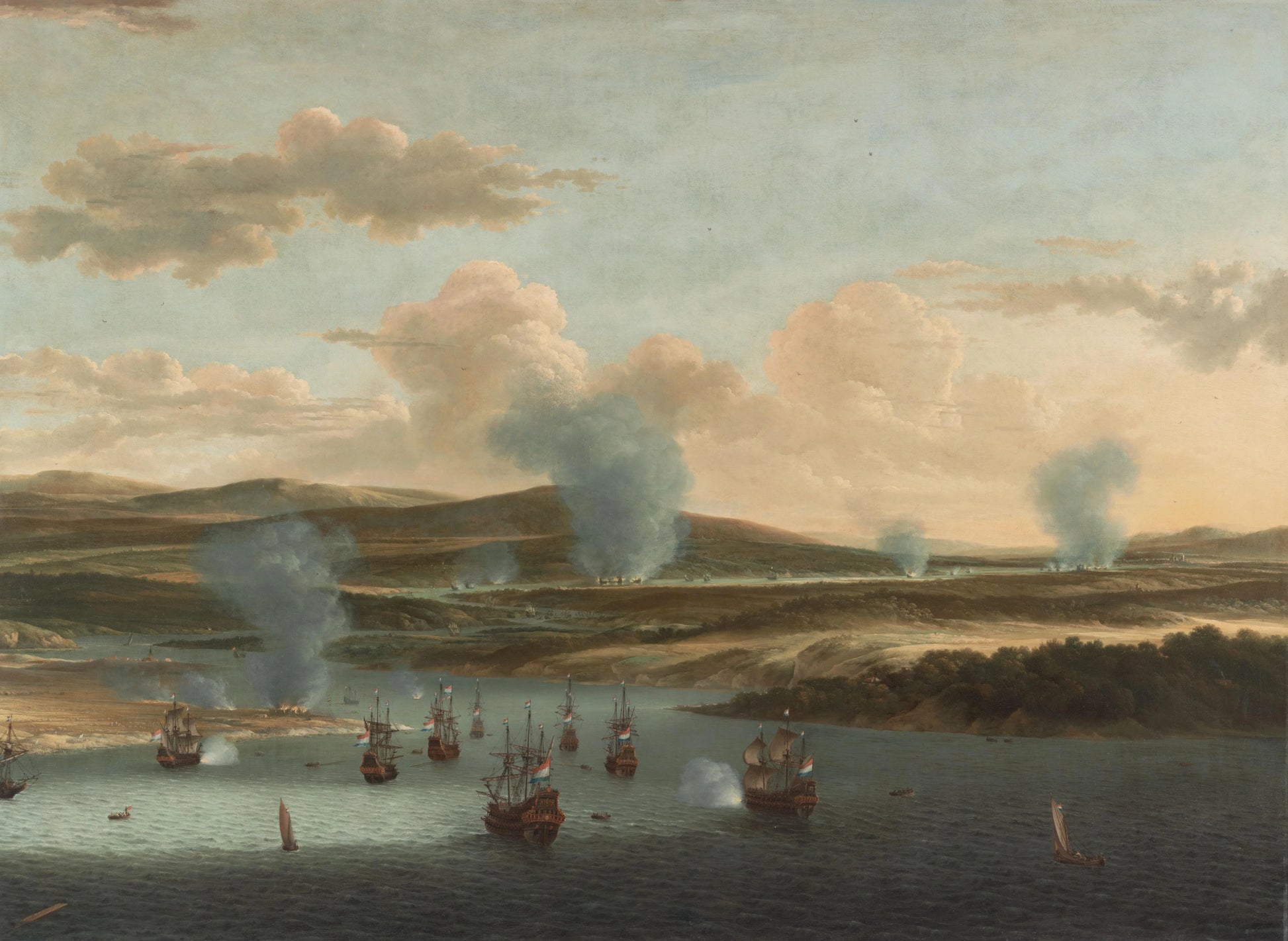 Battle of Medway – Willem Schellinks Vintage River Scene Art Print | Wall Art Poster