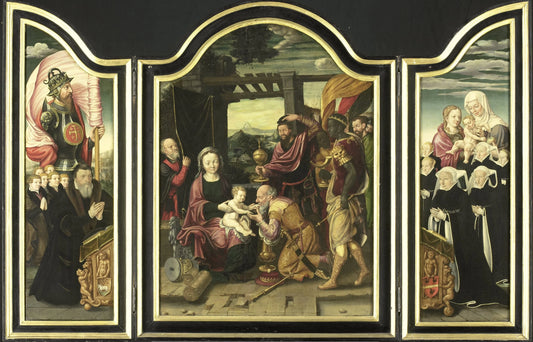 Triptych with the Adoration of the Magi – manner of Bartholomäus Bruyn (I) Vintage Art Print | Wall Art Poster
