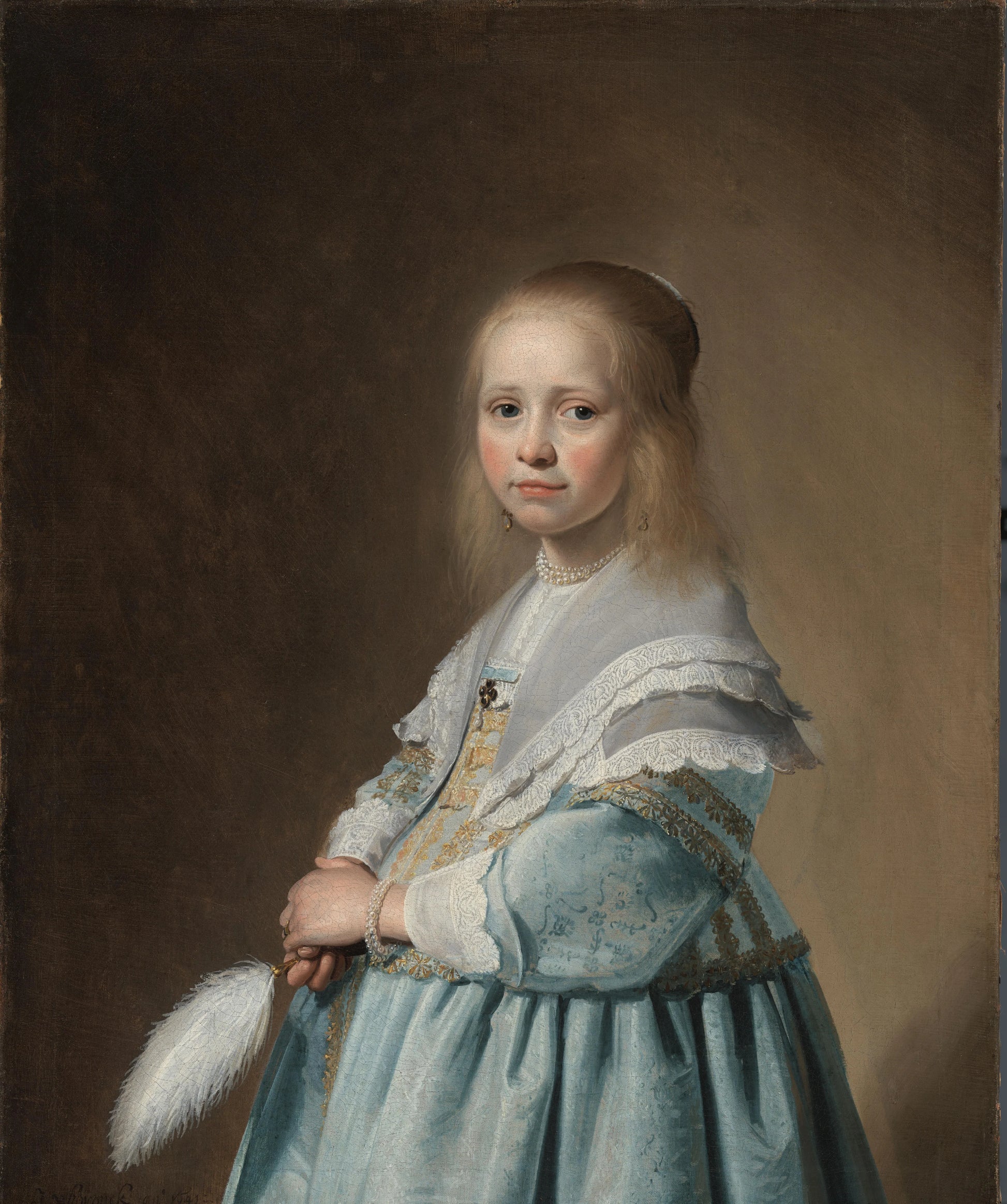 Portrait of a Girl Dressed in Blue – Johannes Verspronck (signed by artist) Vintage Portrait Art Print | Wall Art Poster