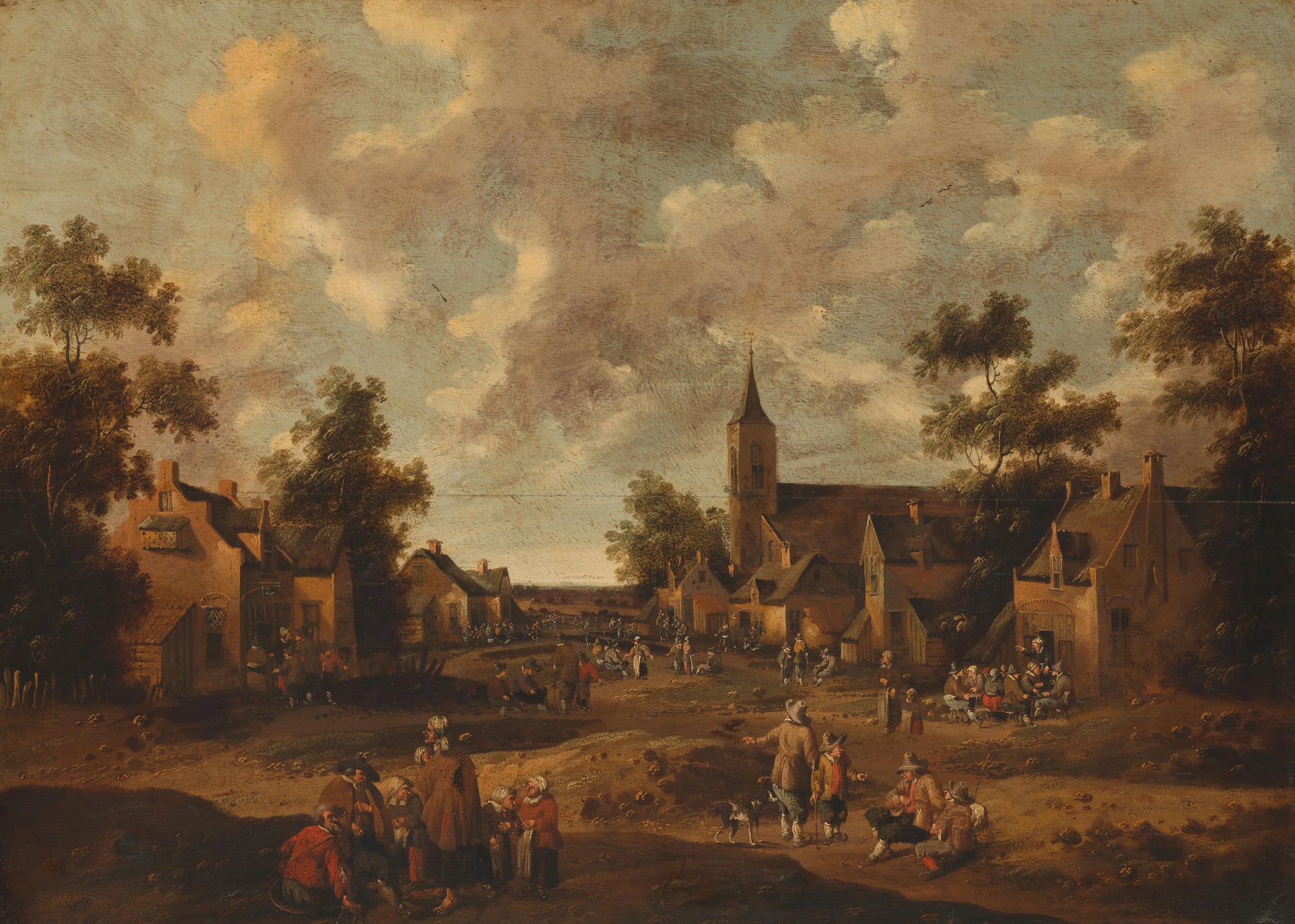 Village Street – Cornelis Droochsloot Vintage Street Scene Art Print | Wall Art Poster