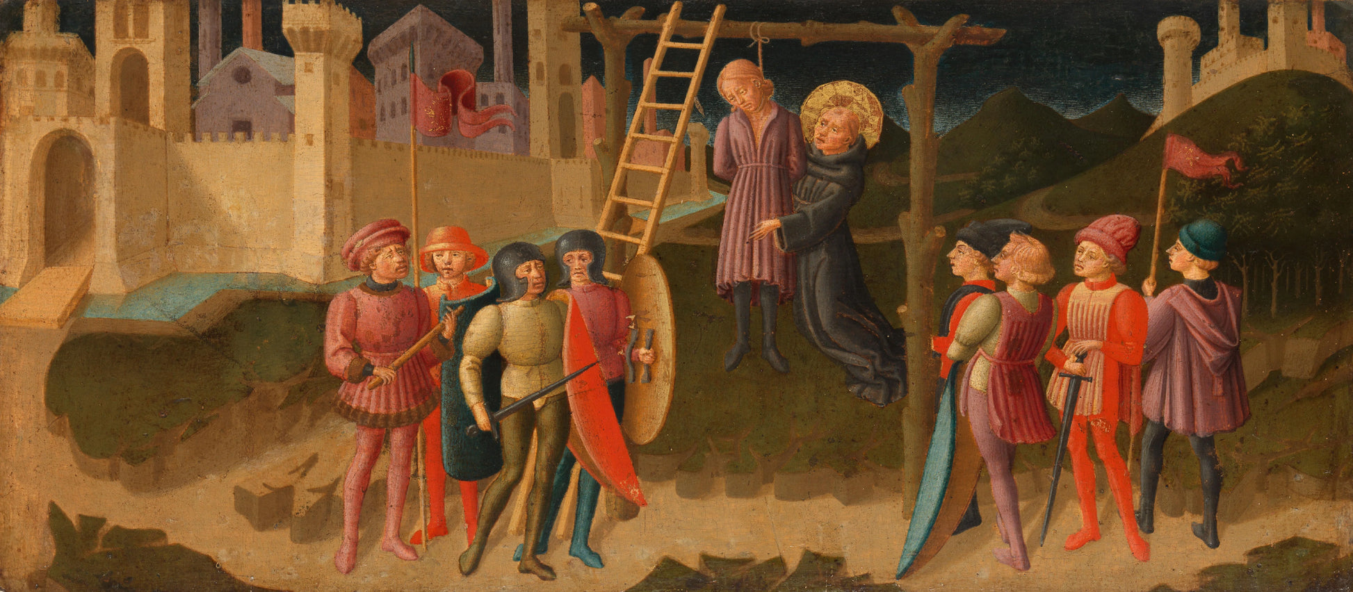 Saint Nicholas Saving a Hanged Man – attributed to Zanobi di Jacopo Machiavelli Vintage Art Print | Wall Art Poster