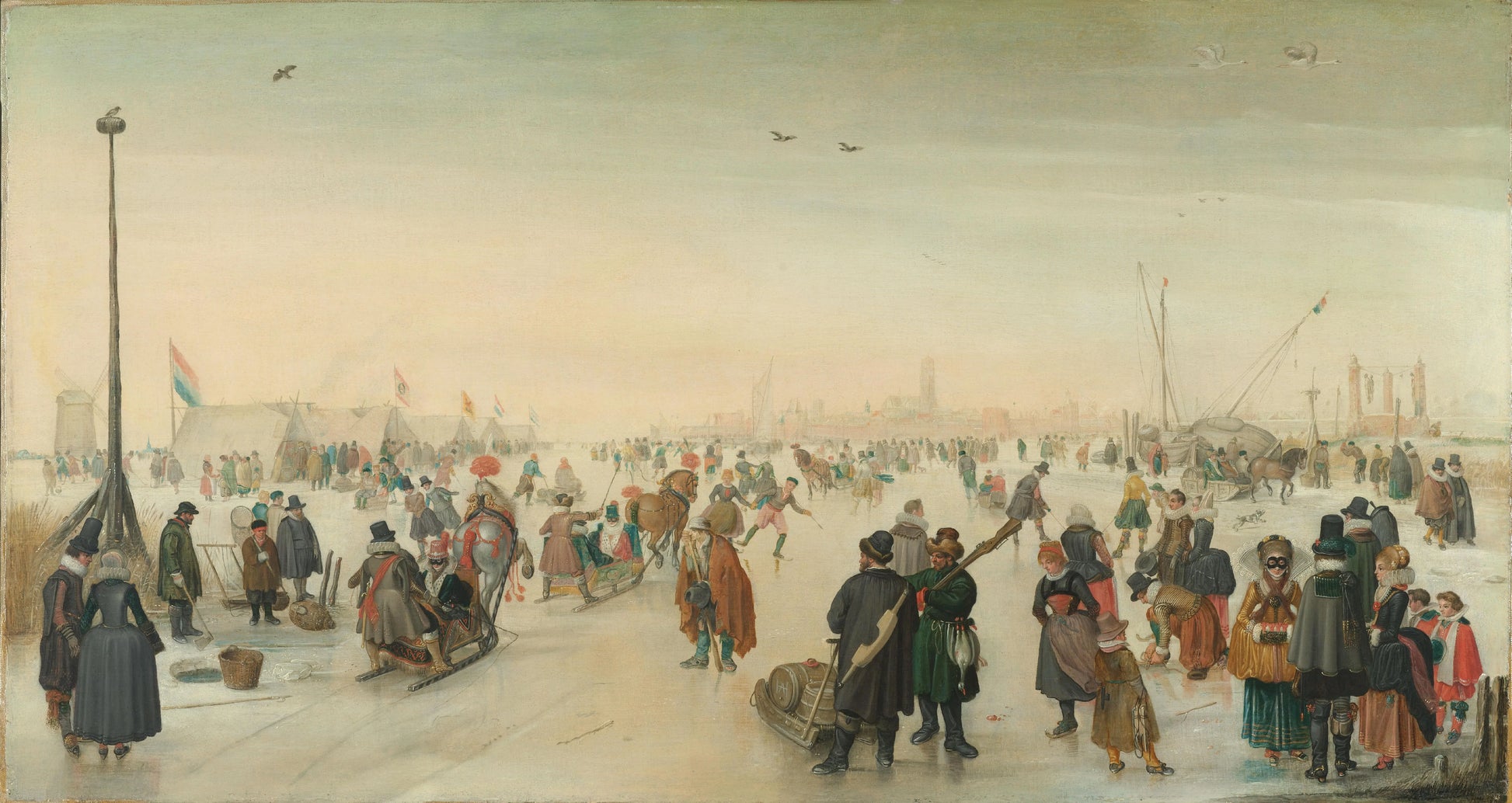 Enjoying the Ice near a Town – Hendrick Avercamp Vintage Landscape Art Print | Wall Art Poster