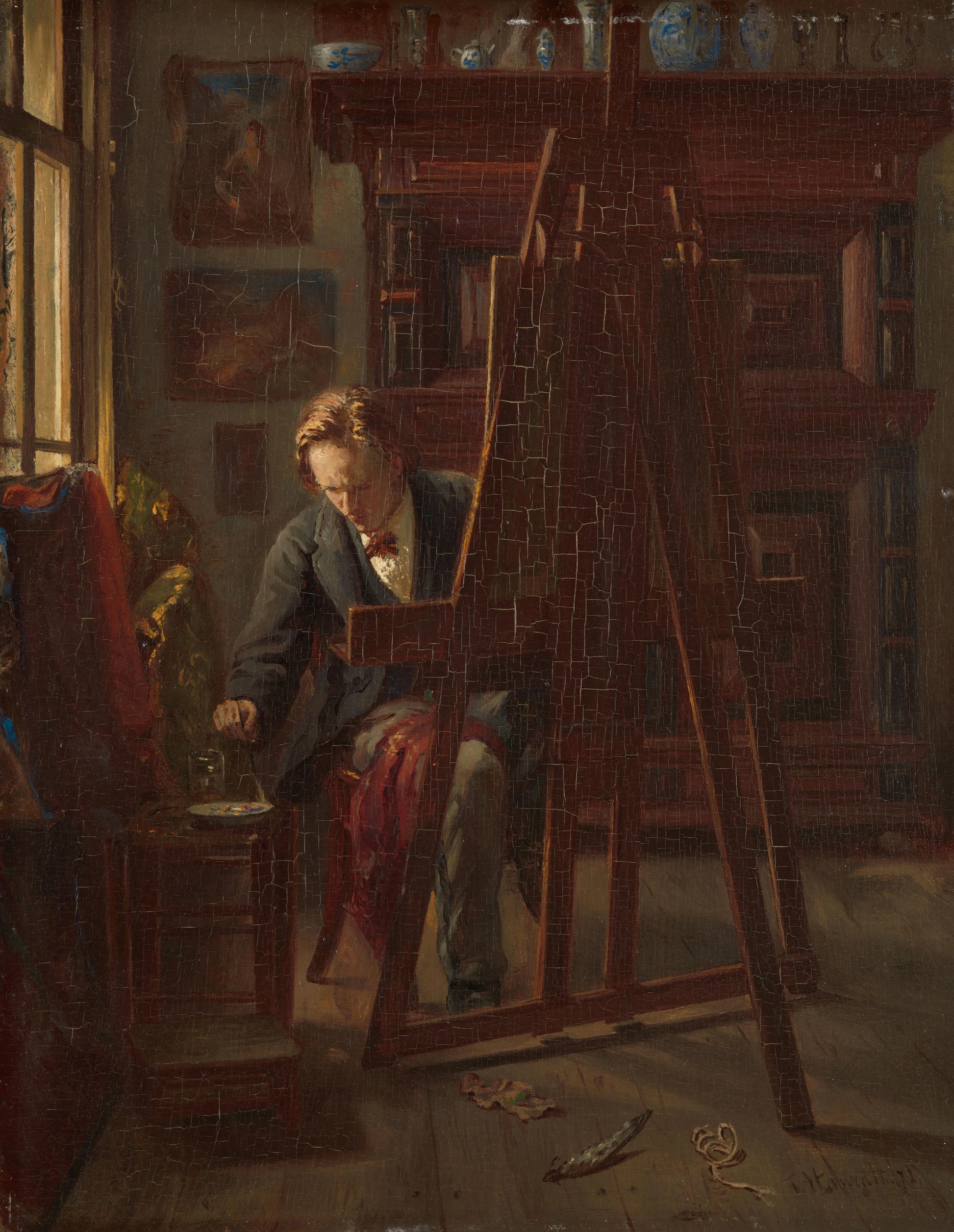 The Artist George Jan Hendrik Poggenbeek in His Studio – Theo Hanrath Vintage Self-Portrait Art Print | Wall Art Poster
