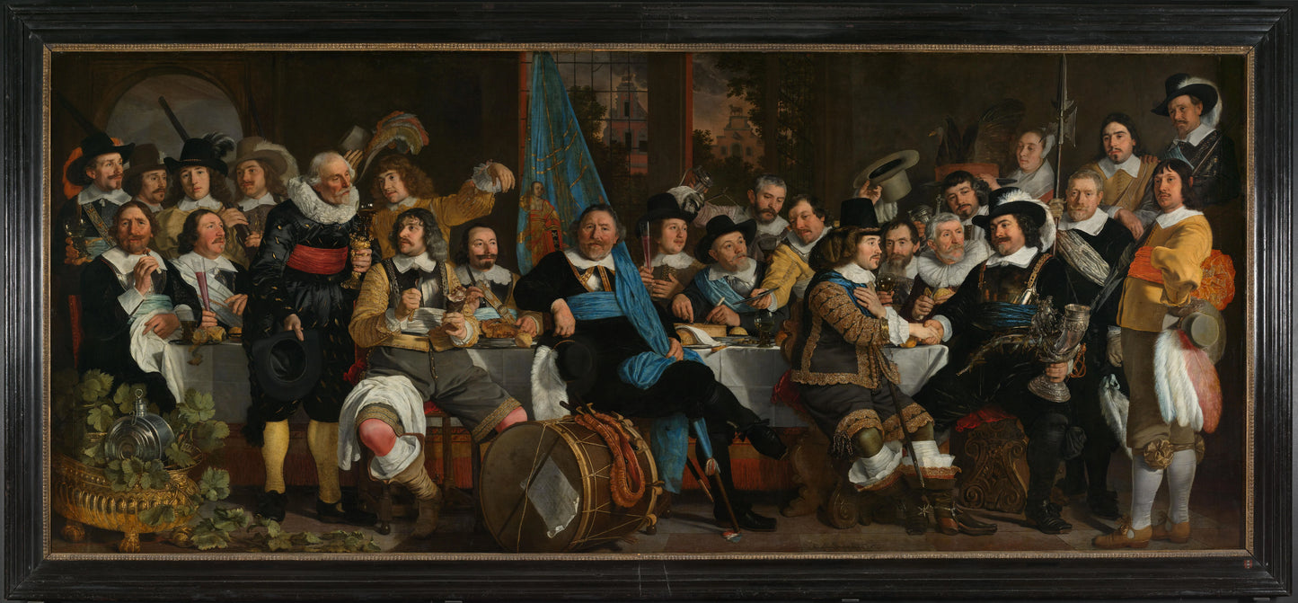 Banquet at the Crossbowmen’s Guild in Celebration of the Treaty of Münster – Bartholomeus van der Helst Vintage Art Print | Wall Art Poster