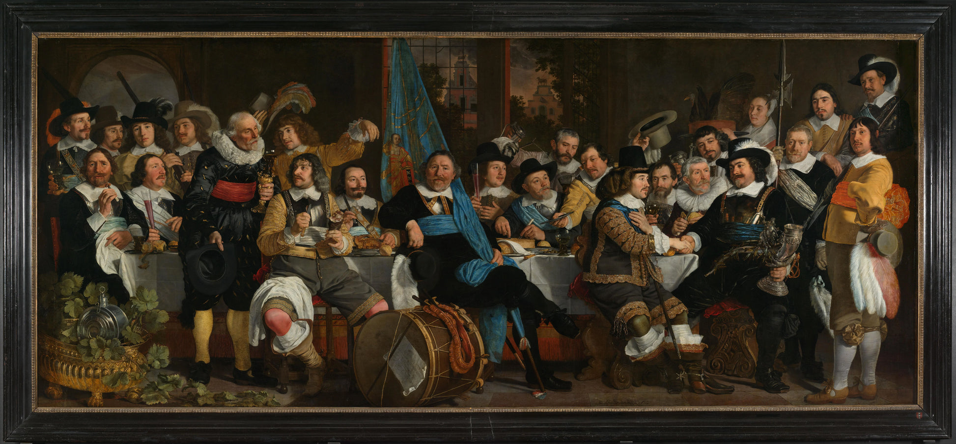 Banquet at the Crossbowmen’s Guild in Celebration of the Treaty of Münster – Bartholomeus van der Helst Vintage Art Print | Wall Art Poster