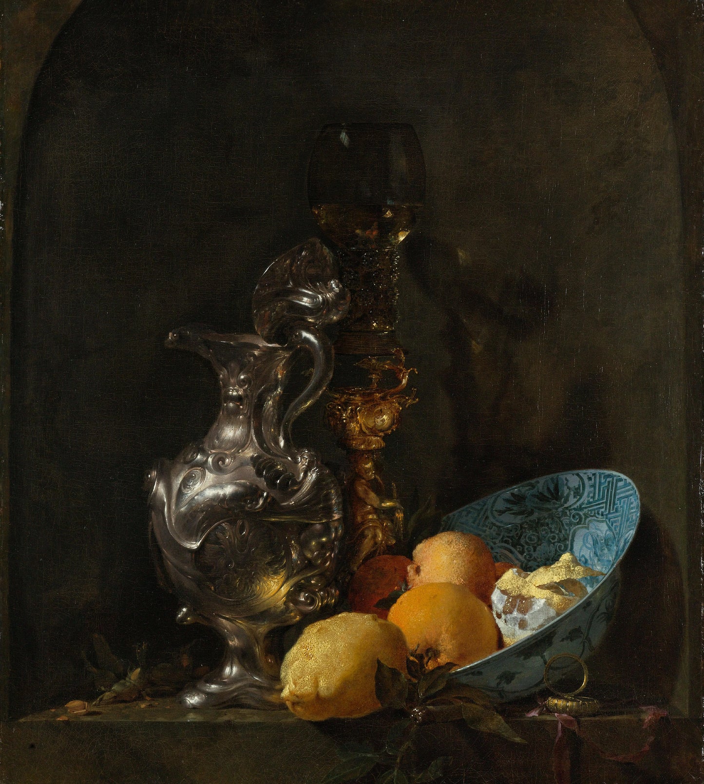 Still Life with a Silver Jug and a Porcelain Bowl – Willem Kalf Vintage Still Life Art Print | Wall Art Poster