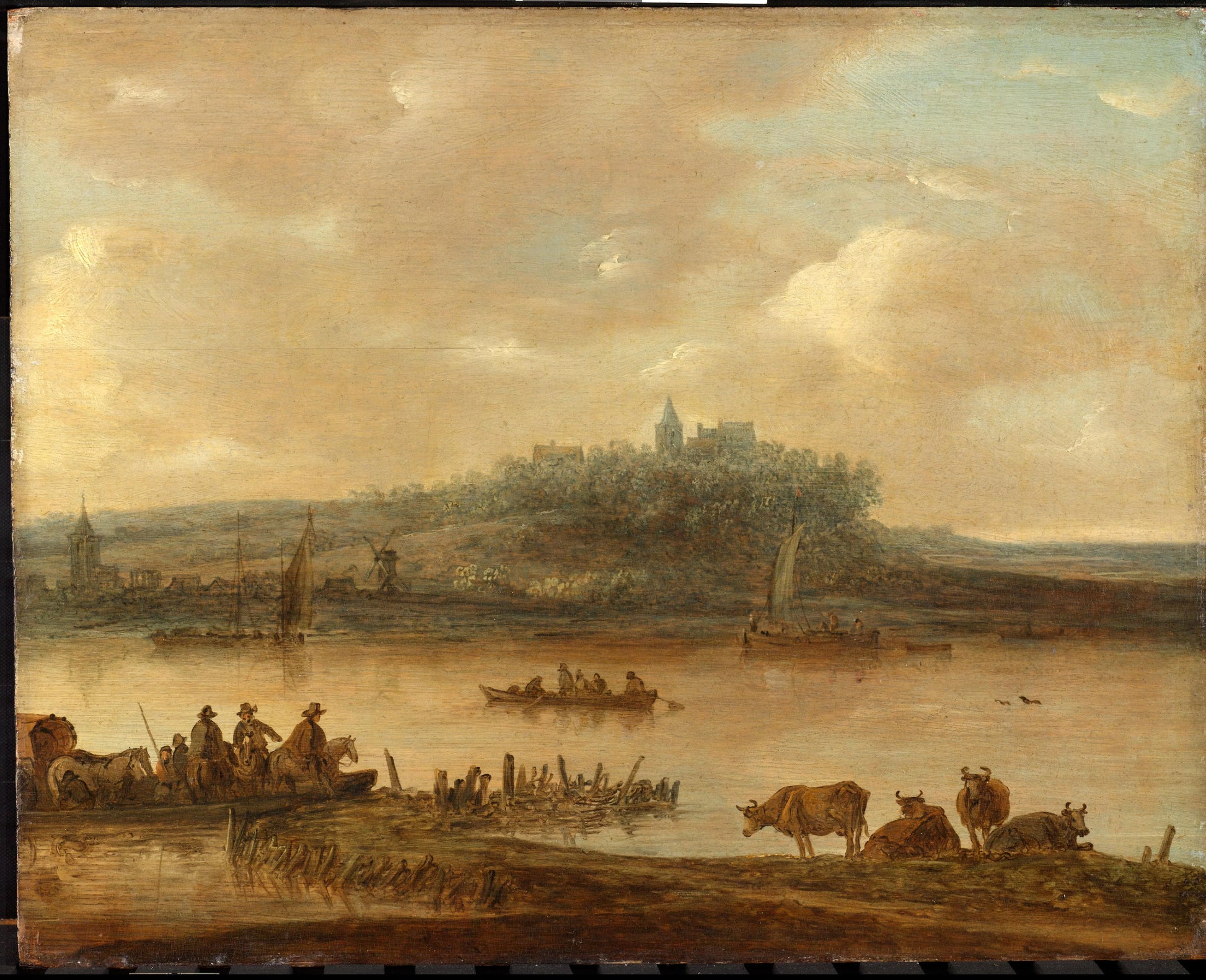 View of the Rhine and the Elterberg – manner of Jan van Goyen Vintage Landscape Art Print | Wall Art Poster