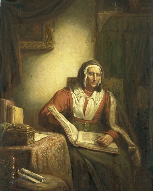 Old Woman Reading – George Gillis Haanen Vintage Art Print | Wall Art Poster