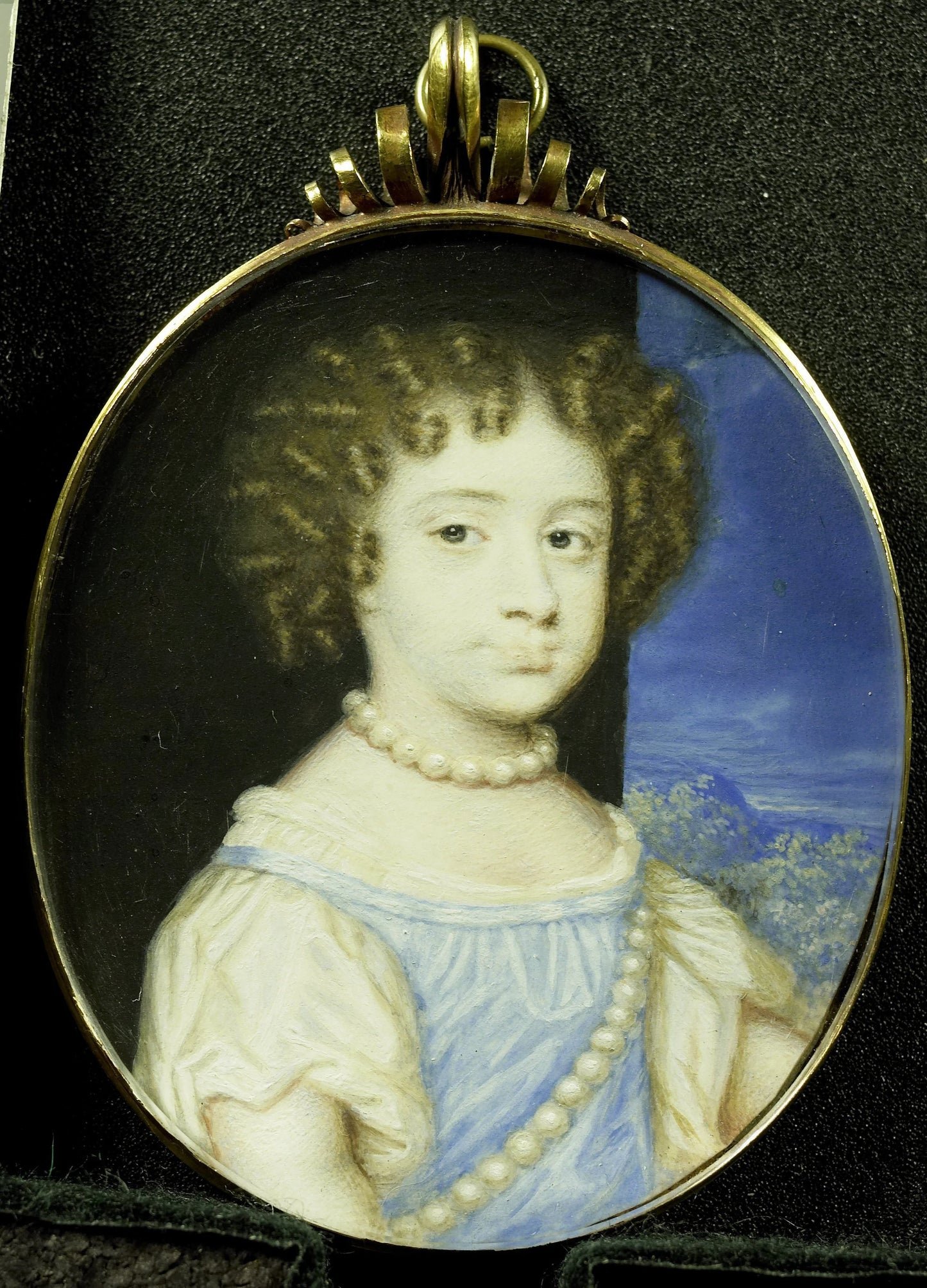 Portrait of Maria Stuart (1662-95), the Future Wife of William III, as Child – toegeschreven aan Richard Gibson Vintage Portrait Art Print | Wall Art Poster