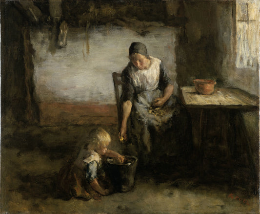 Woman Peeling Potatoes – Jacob Simon Hendrik Kever Vintage Art Print | Wall Art Poster
