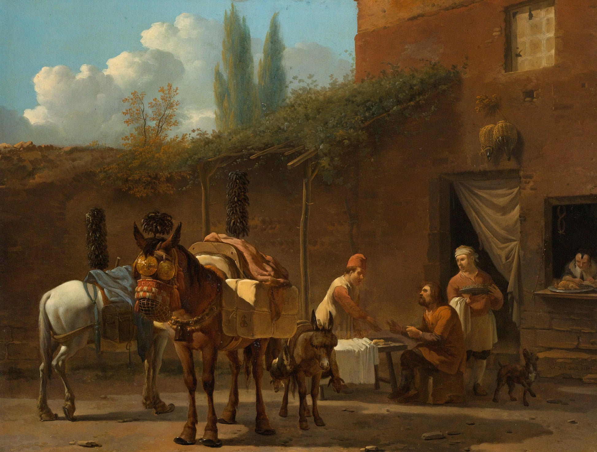 Muleteers at an Inn – Karel du Jardin Vintage Animal Study Art Print | Wall Art Poster