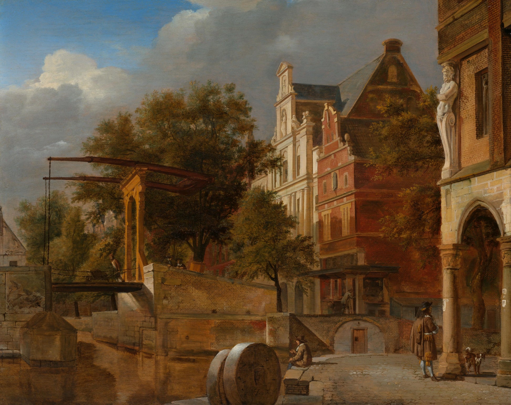 The Draw Bridge – Jan van der Heyden, Adriaen van de Velde Vintage River Scene Art Print | Wall Art Poster