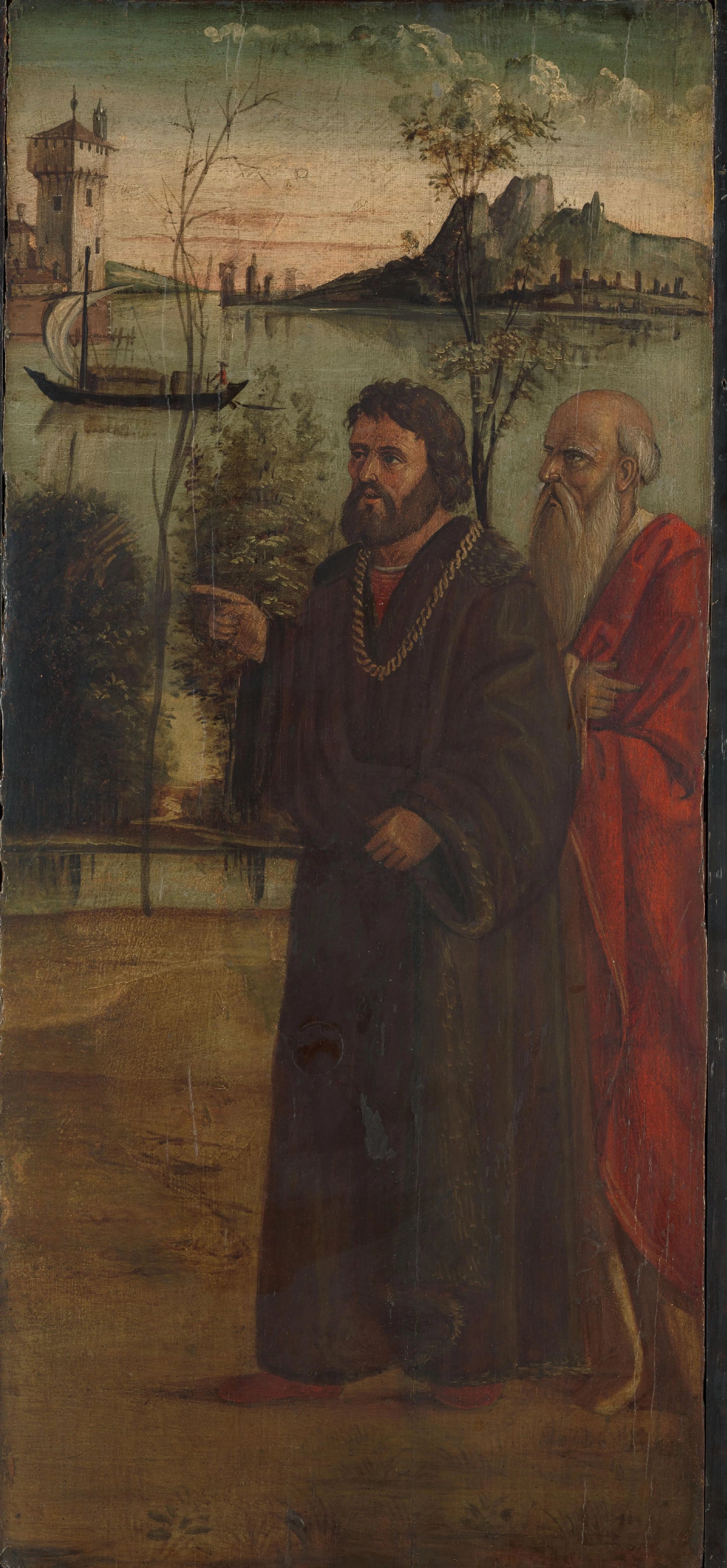 Two Saints (?) in a Landscape – anonymous Vintage Landscape Art Print | Wall Art Poster