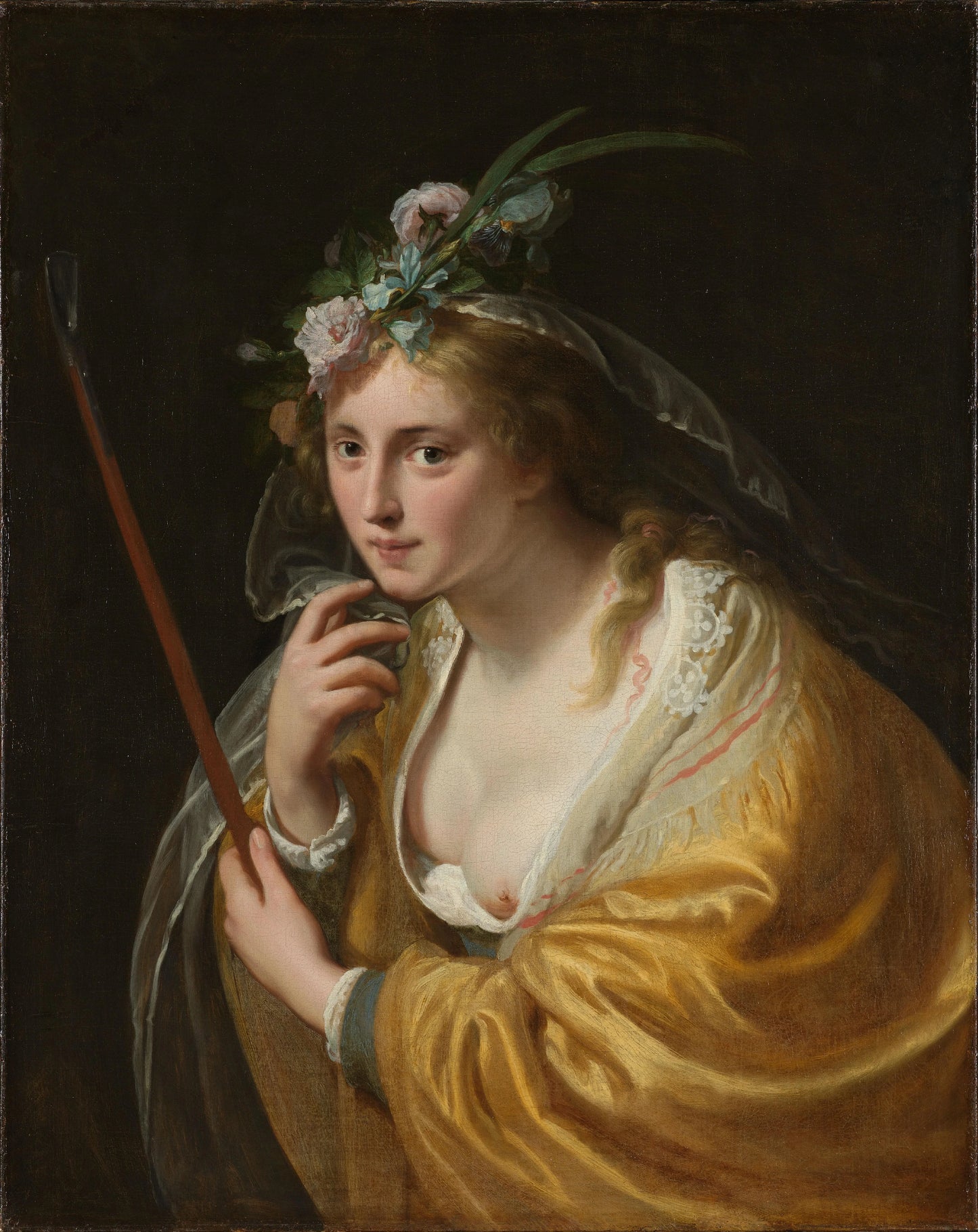 A Shepherdess – Paulus Moreelse (eigenhandig gesigneerd) Vintage Floral Art Print | Wall Art Poster
