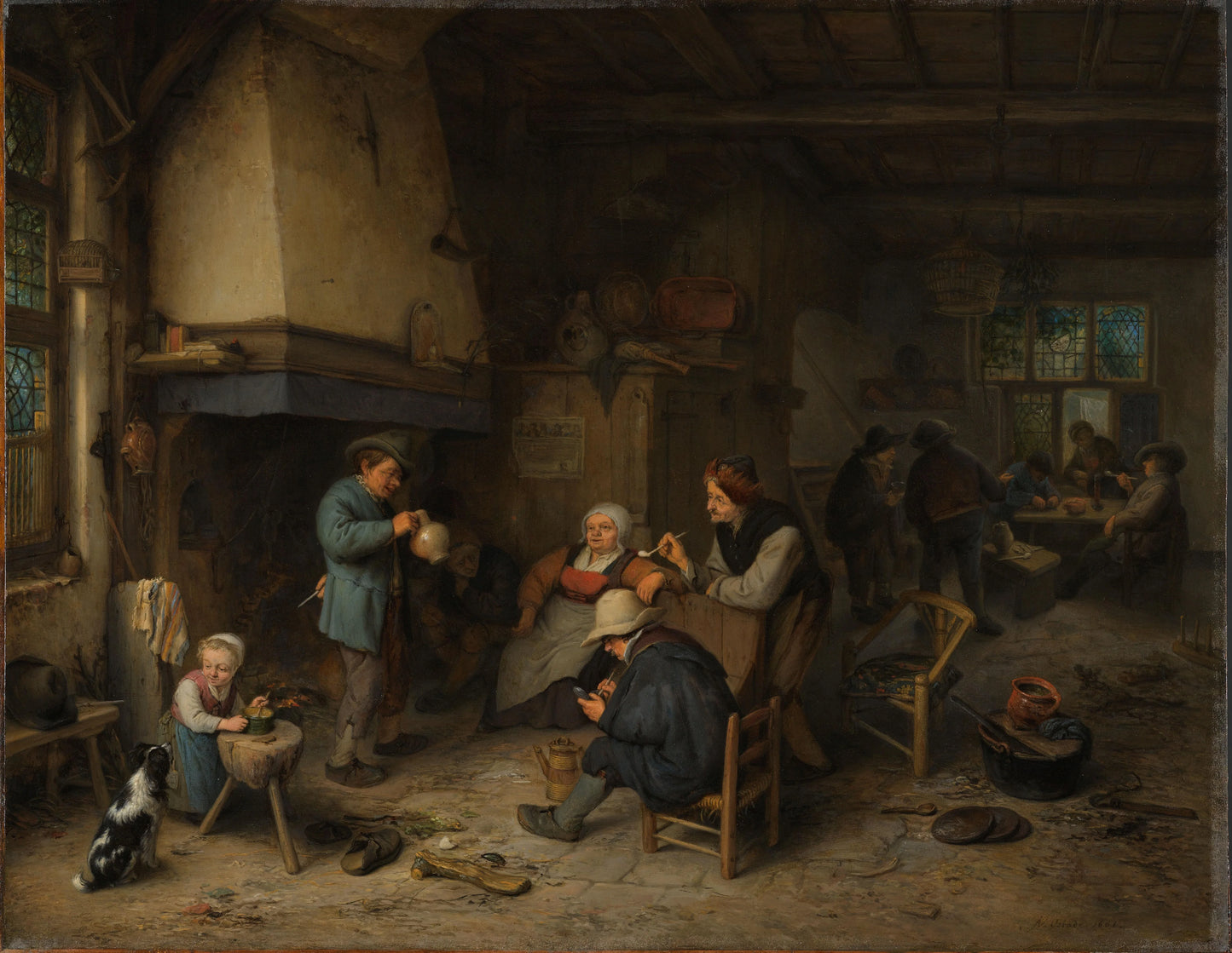 Peasants in an Interior – Adriaen van Ostade (vermeld op object) Vintage Art Print | Wall Art Poster