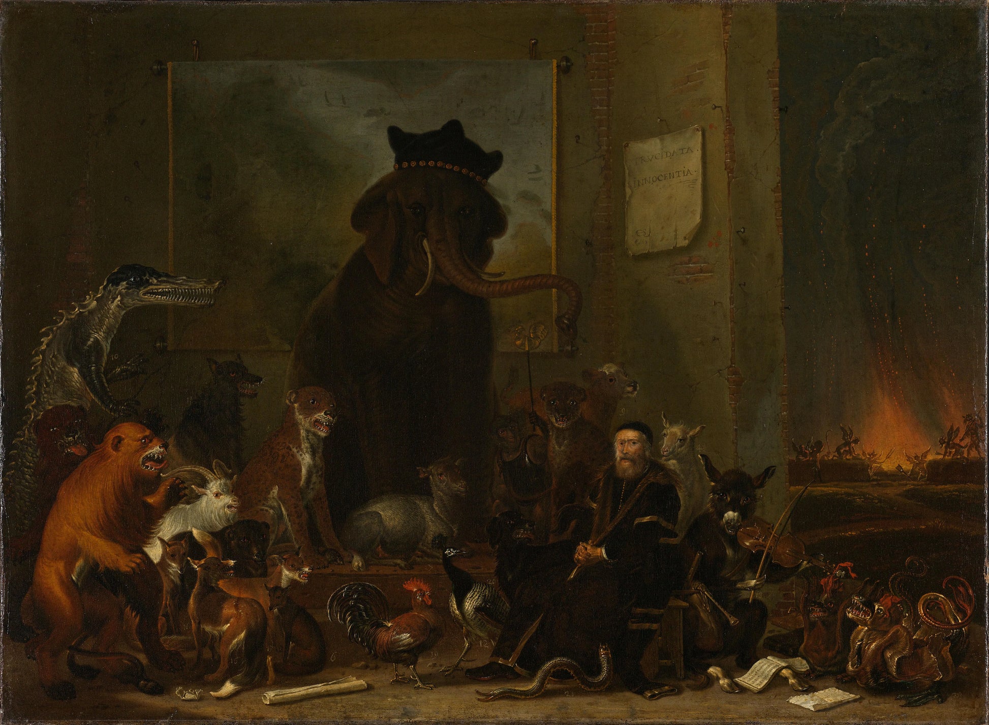 Satire on the Trial of Johan van Oldenbarnevelt – Cornelis Saftleven (signed by artist) Vintage Animal Study Art Print | Wall Art Poster