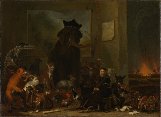 Satire on the Trial of Johan van Oldenbarnevelt – Cornelis Saftleven (signed by artist) Vintage Animal Study Art Print | Wall Art Poster