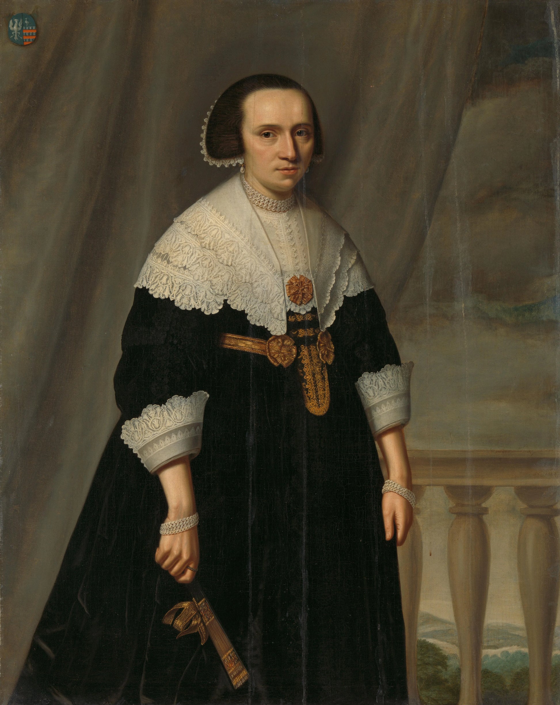 Portrait of a Woman, probably Machtelt Bas (?-1681) – follower of Dirck van Santvoort Vintage Portrait Art Print | Wall Art Poster