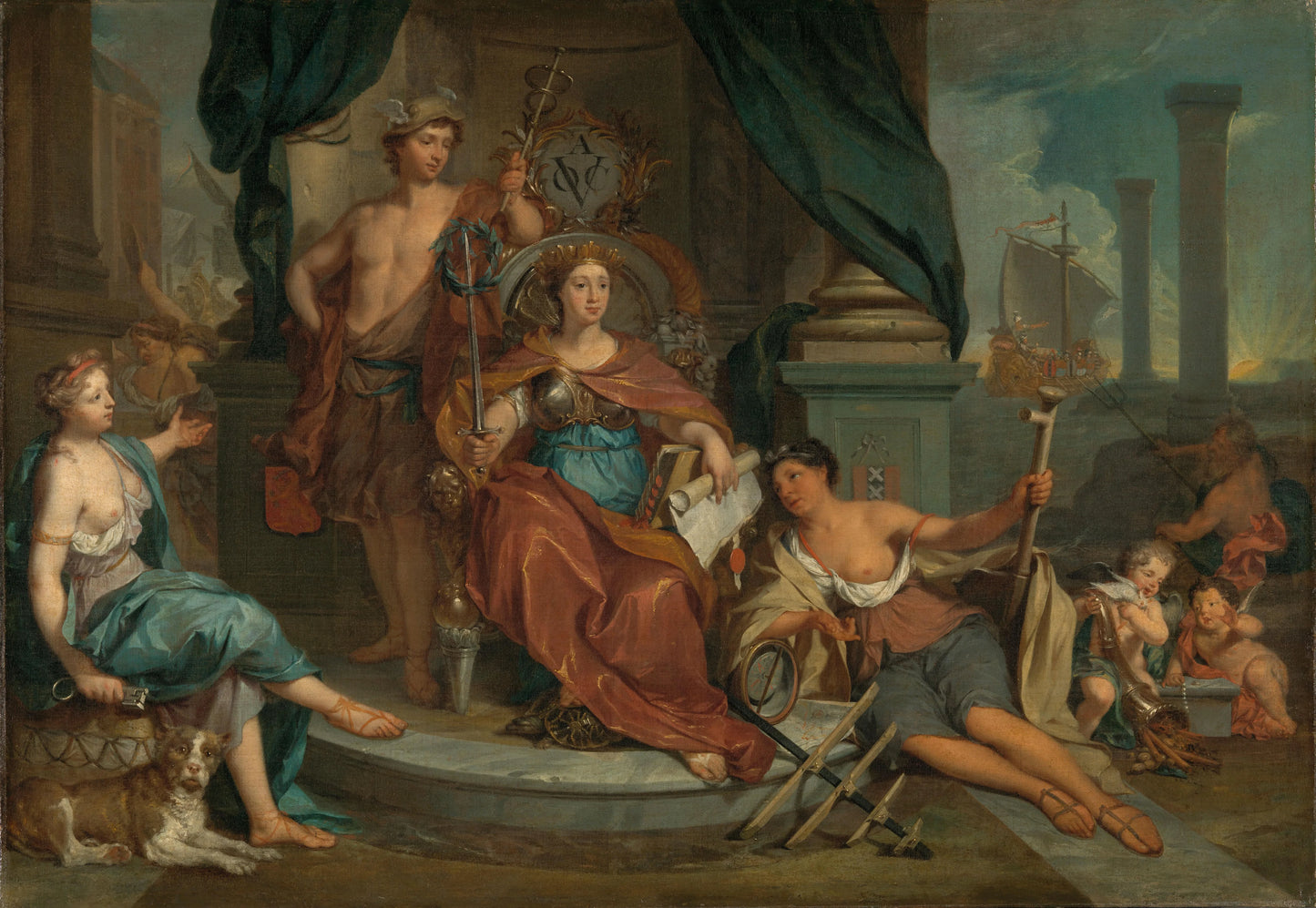 Apotheosis of the Dutch East India Company (Allegory of the Amsterdam Chamber of Commerce of the VOC) – Nicolaas Verkolje Vintage Art Print | Wall Art Poster