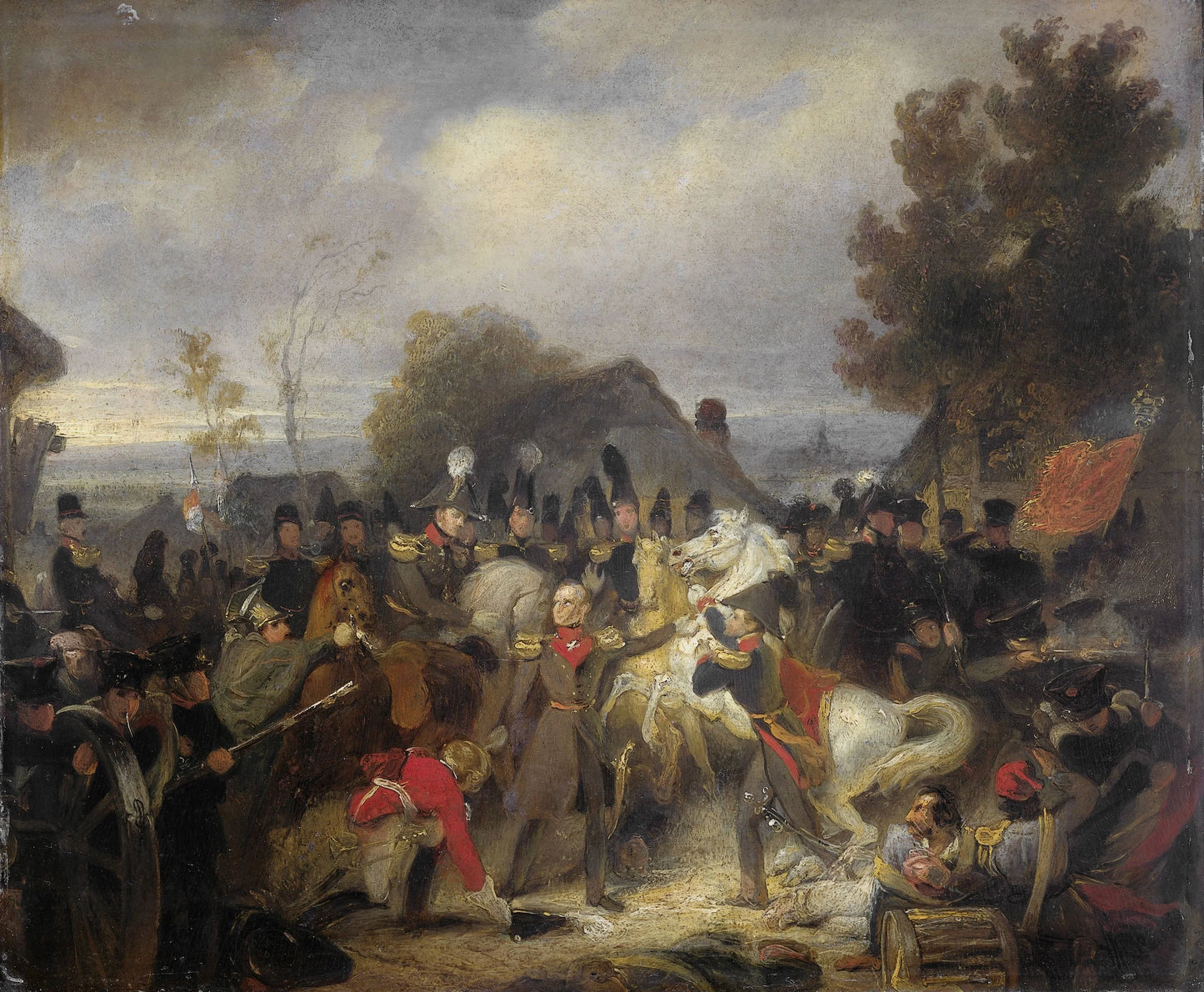 The Prince of Orange changing his Wounded Horse during the Engagement at Boutersem – Cornelis Kruseman Vintage Art Print | Wall Art Poster