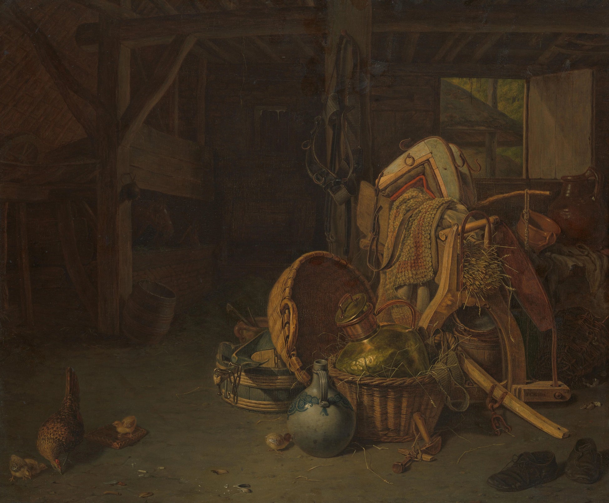 Still Life in a Stable – François Cornelis Knoll Vintage Still Life Art Print | Wall Art Poster