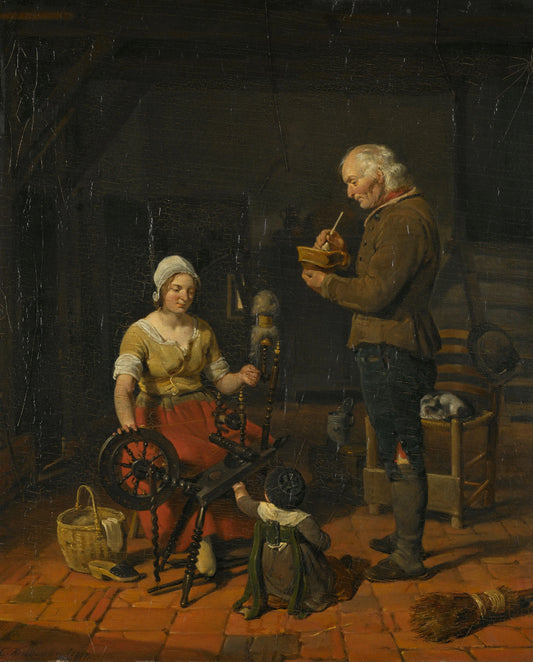 Peasant Family in their Cottage – Cornelis Kruseman Vintage Art Print | Wall Art Poster