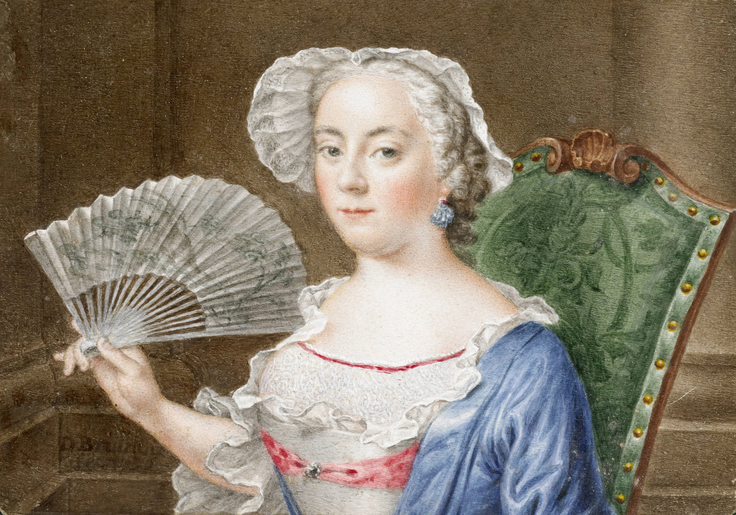 Portret van een dame met waaier – Daniël Bruyninx Vintage Portrait Art Print | Wall Art Poster