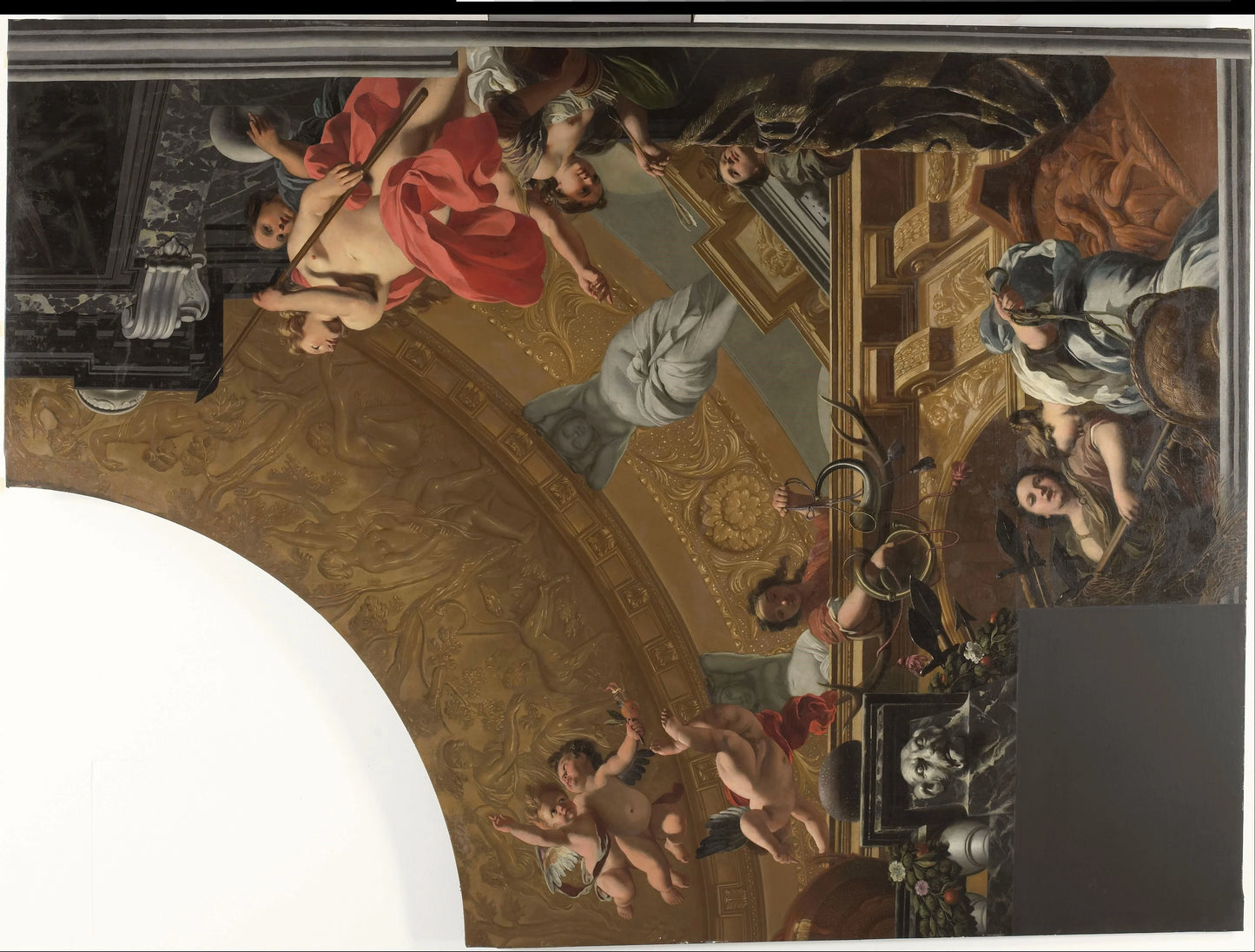 Part (top right) of a ceiling decoration with Diana and her companions as the principal representation – Gerard de Lairesse Vintage Art Print | Wall Art Poster