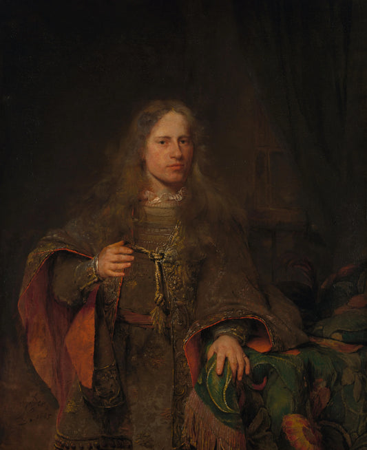 Ernestus van Beveren (1660-1722), Lord of West-Ysselmonde and de Lindt, Alderman, Burgomaster and from 1704 on Postmaster of Dordrecht – Aert de Gelder (signed by artist) Vintage Art Print | Wall Art Poster