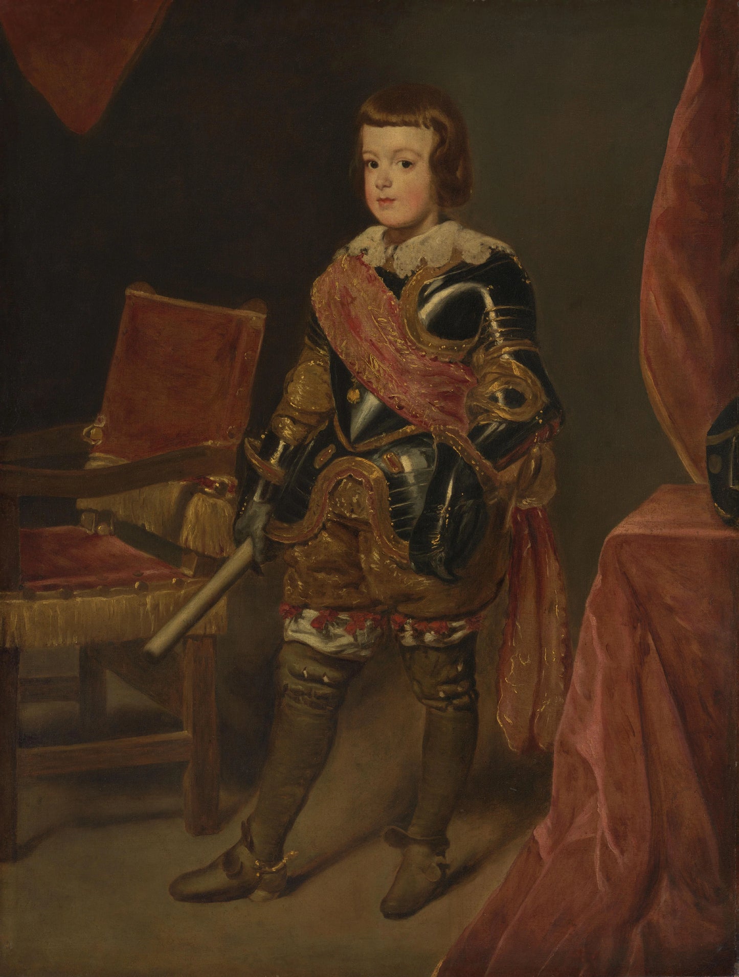 Portrait of Prince Baltasar Carlos, Son of the Spanish King Philip IV, at approximately 11 years of age – attributed to Juan Bautista Martínez del Mazo Vintage Portrait Art Print | Wall Art Poster