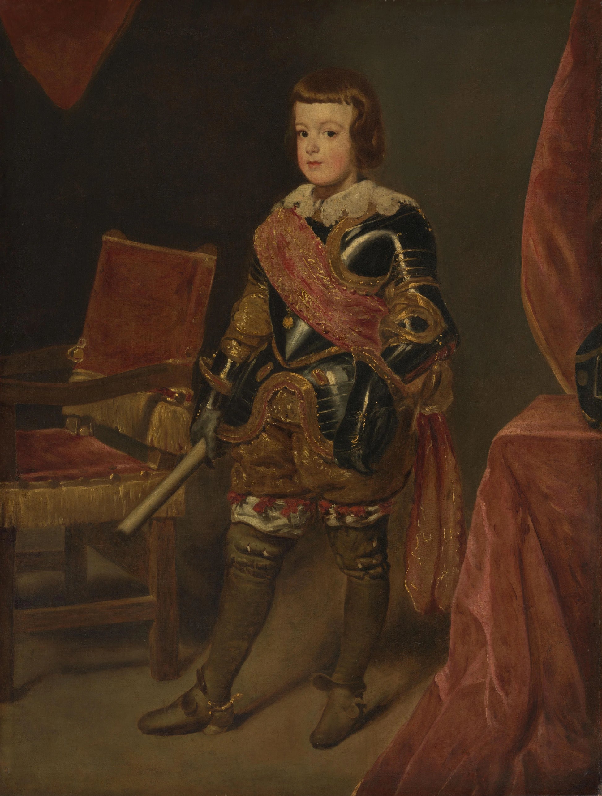 Portrait of Prince Baltasar Carlos, Son of the Spanish King Philip IV, at approximately 11 years of age – attributed to Juan Bautista Martínez del Mazo Vintage Portrait Art Print | Wall Art Poster