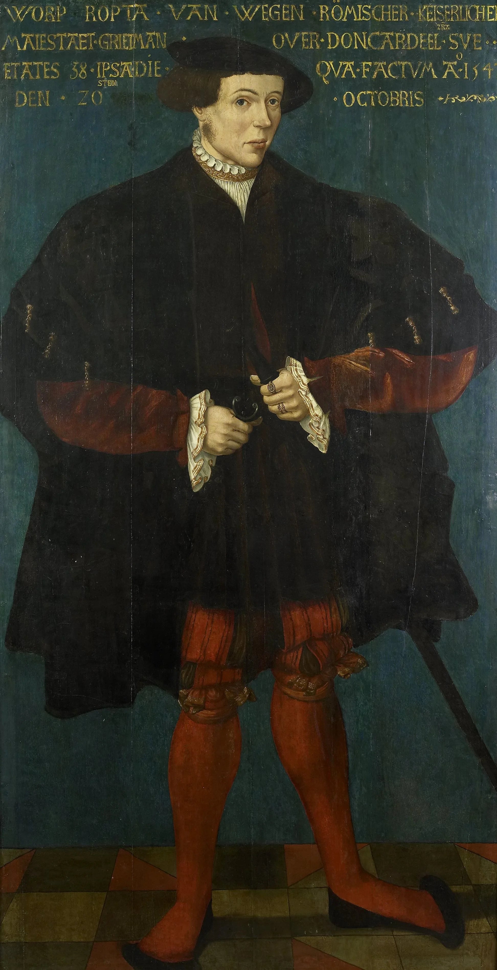 Portrait of Worp van Ropta, Chief Magistrate of East Dongeradeel – Friese School 1542 Vintage Portrait Art Print | Wall Art Poster