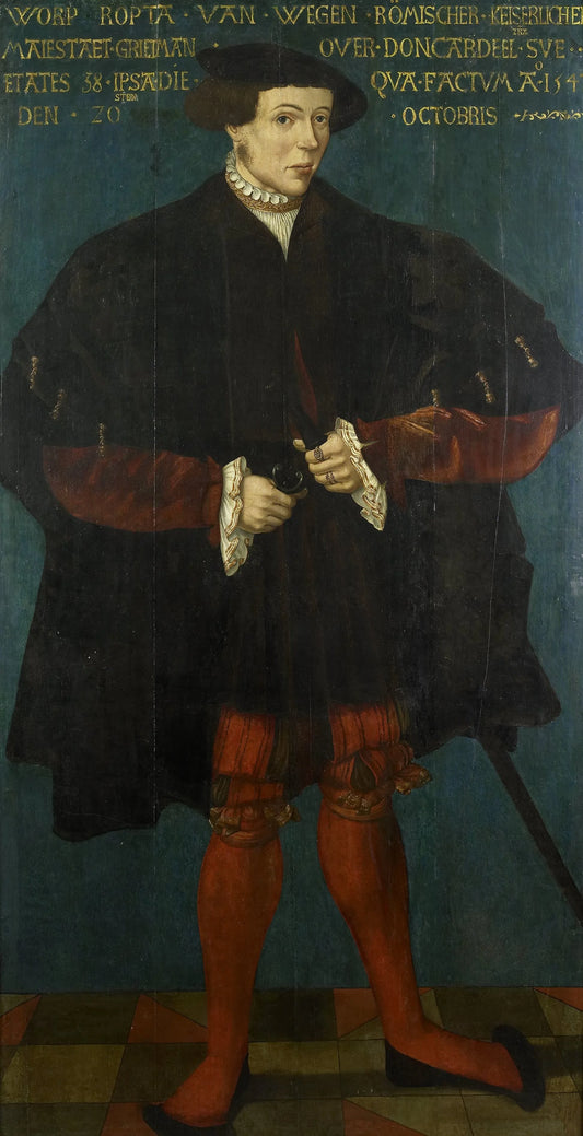 Portrait of Worp van Ropta, Chief Magistrate of East Dongeradeel – Friese School 1542 Vintage Portrait Art Print | Wall Art Poster