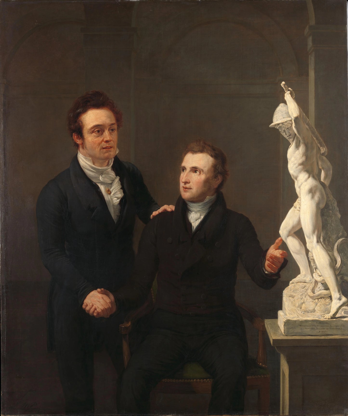 Louis Royer, Sculptor, and Albertus Bernardus Roothaan, Stockbroker, Friend of the Arts, and Patron of the Sciences – Jan Willem Pieneman Vintage Self-Portrait Art Print | Wall Art Poster