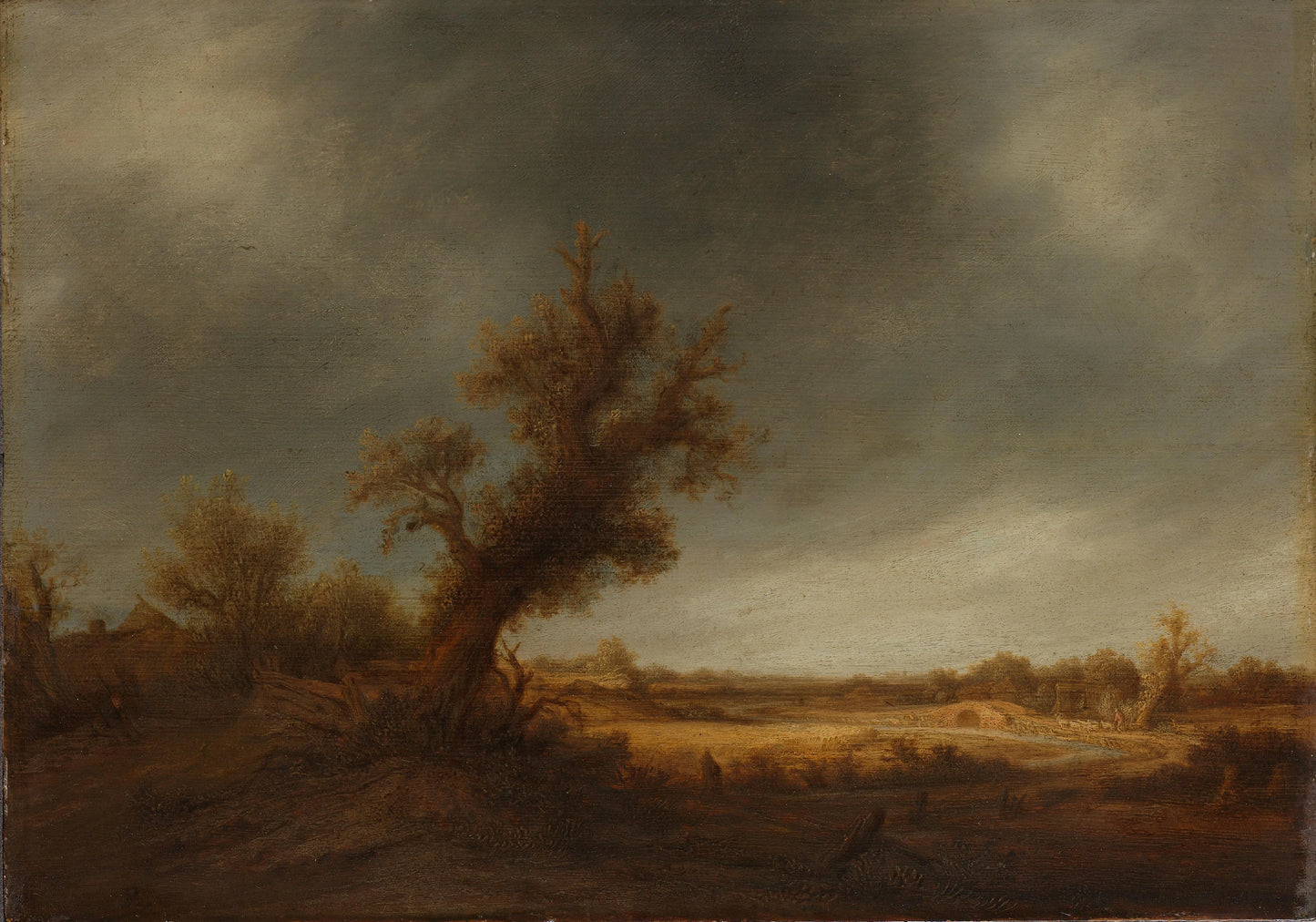 Landscape with an old oak – Adriaen van Ostade (mentioned on object) Vintage Landscape Art Print | Wall Art Poster