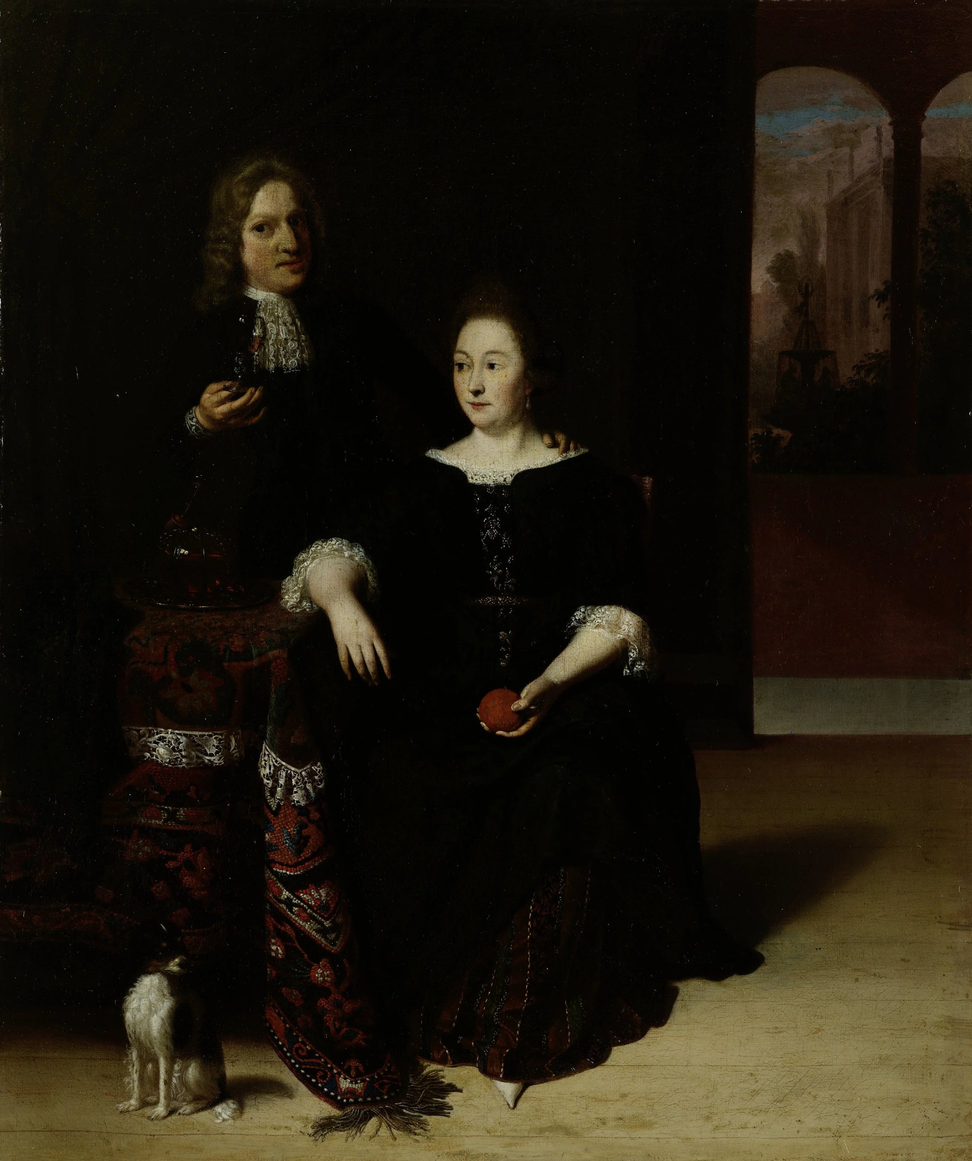 Portrait of a Woman and a Man in an Interior – Matthias Wulfraet Vintage Portrait Art Print | Wall Art Poster