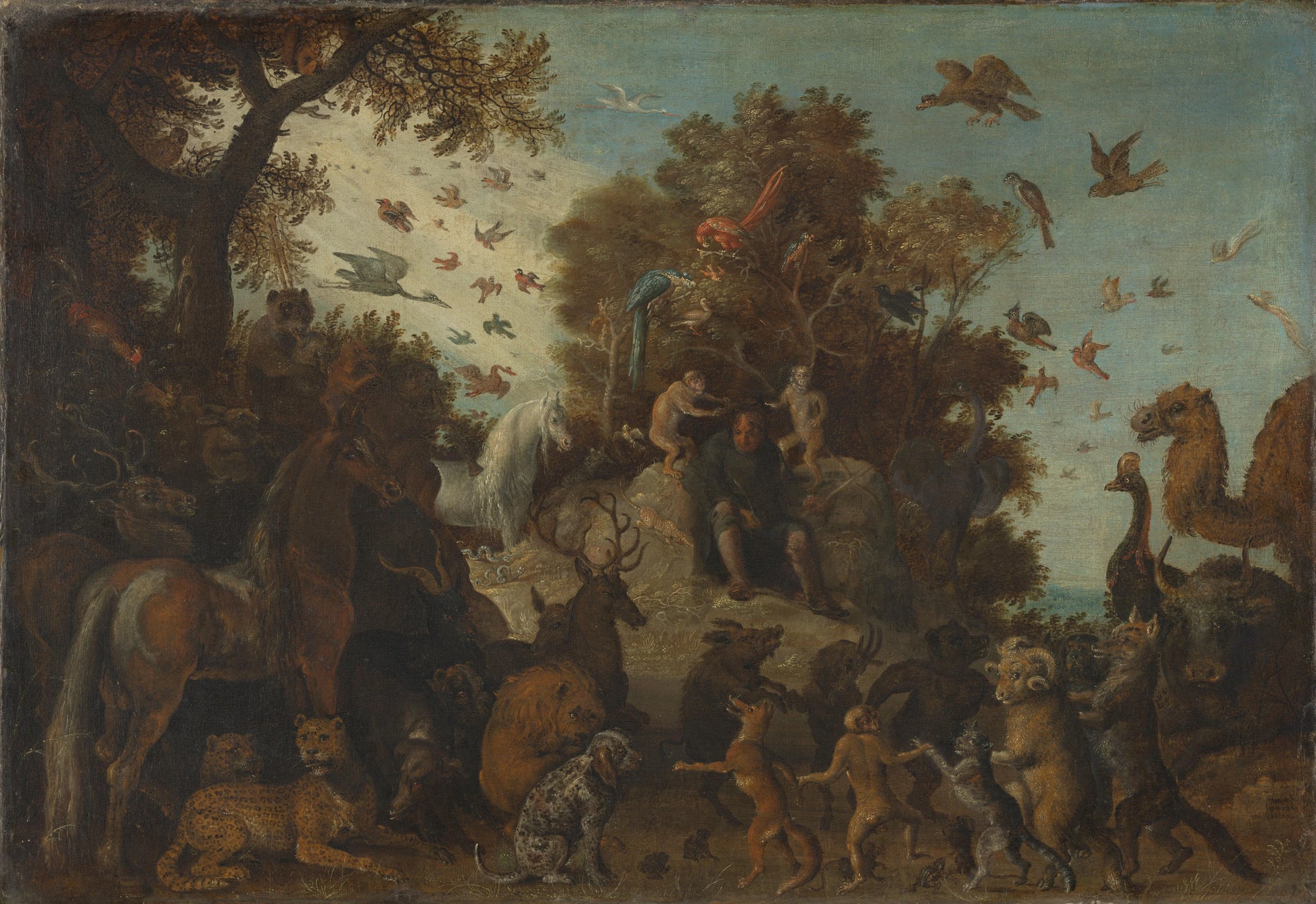 The poet crowned by two apes at the feast of the animals – atelier van Roelant Savery Vintage Animal Study Art Print | Wall Art Poster