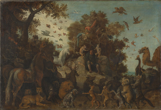 The poet crowned by two apes at the feast of the animals – atelier van Roelant Savery Vintage Animal Study Art Print | Wall Art Poster