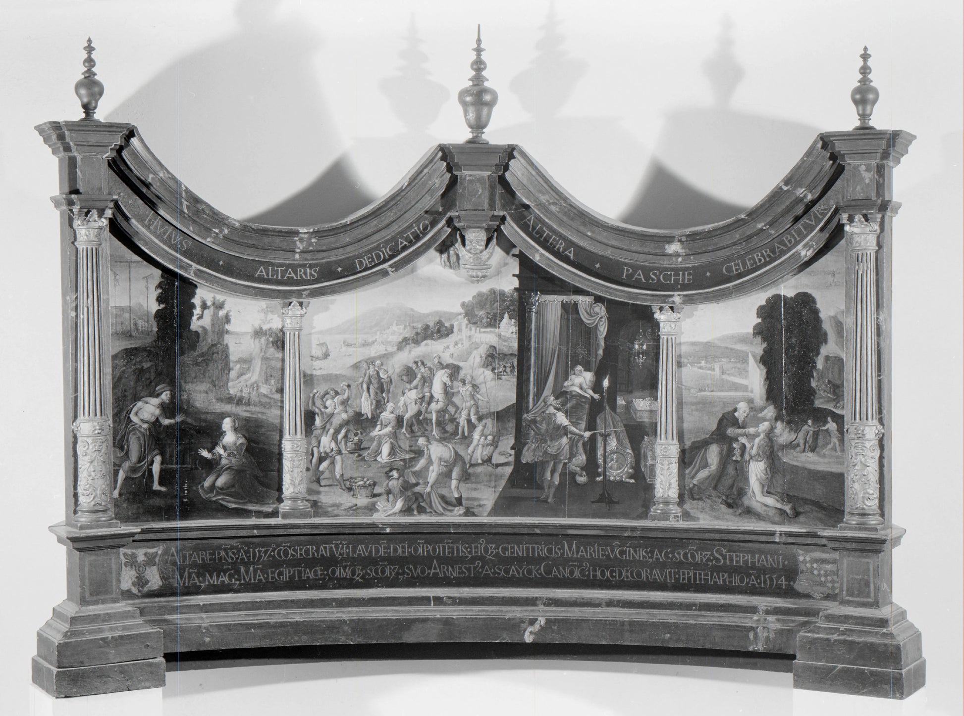 Triptych with the Stoning of Saint Stephen and the Legend of the Finding of his Grave – anoniem Vintage Art Print | Wall Art Poster