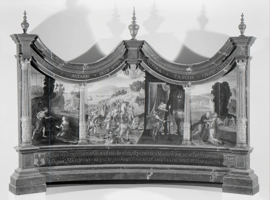 Triptych with the Stoning of Saint Stephen and the Legend of the Finding of his Grave – anoniem Vintage Art Print | Wall Art Poster